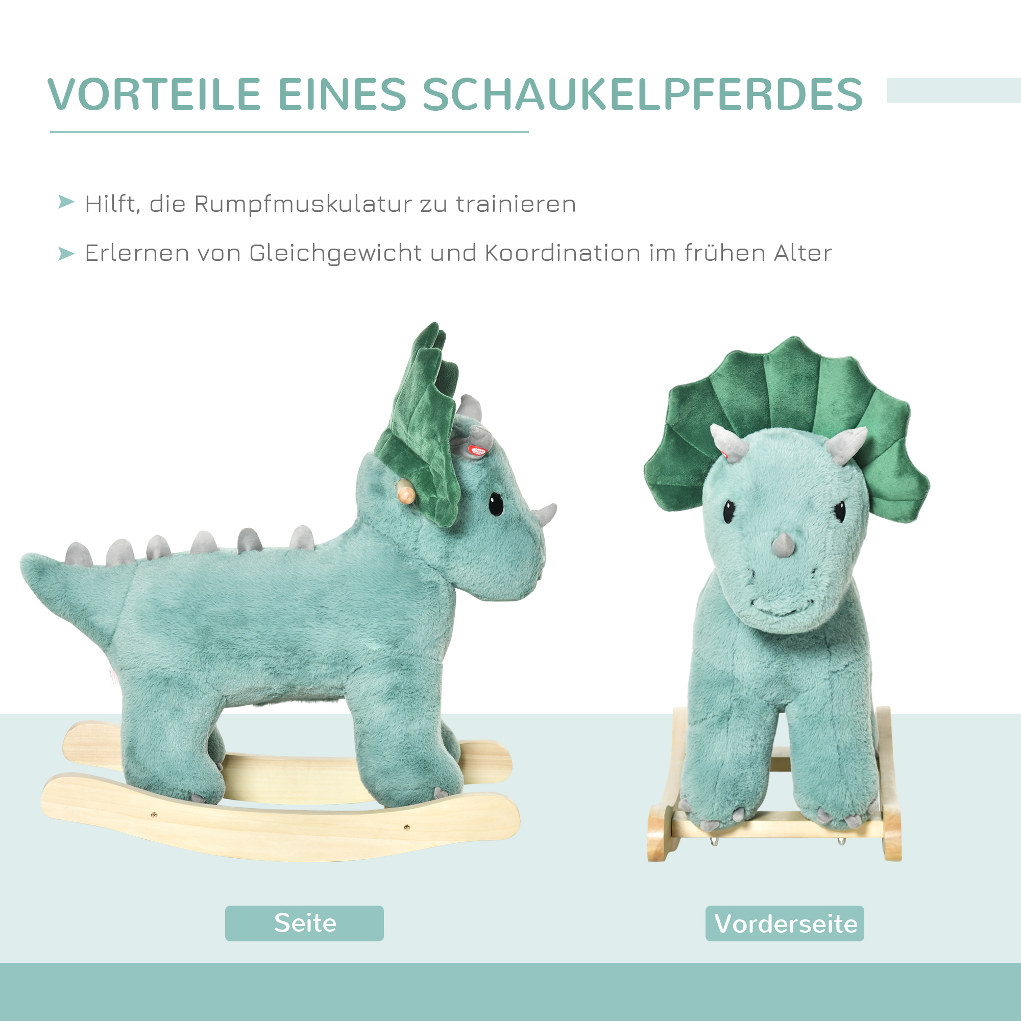 Kinder Schaukel Schaukeltier Schaukelpferd Dunkelgrün 64 x 30 x 54 cm