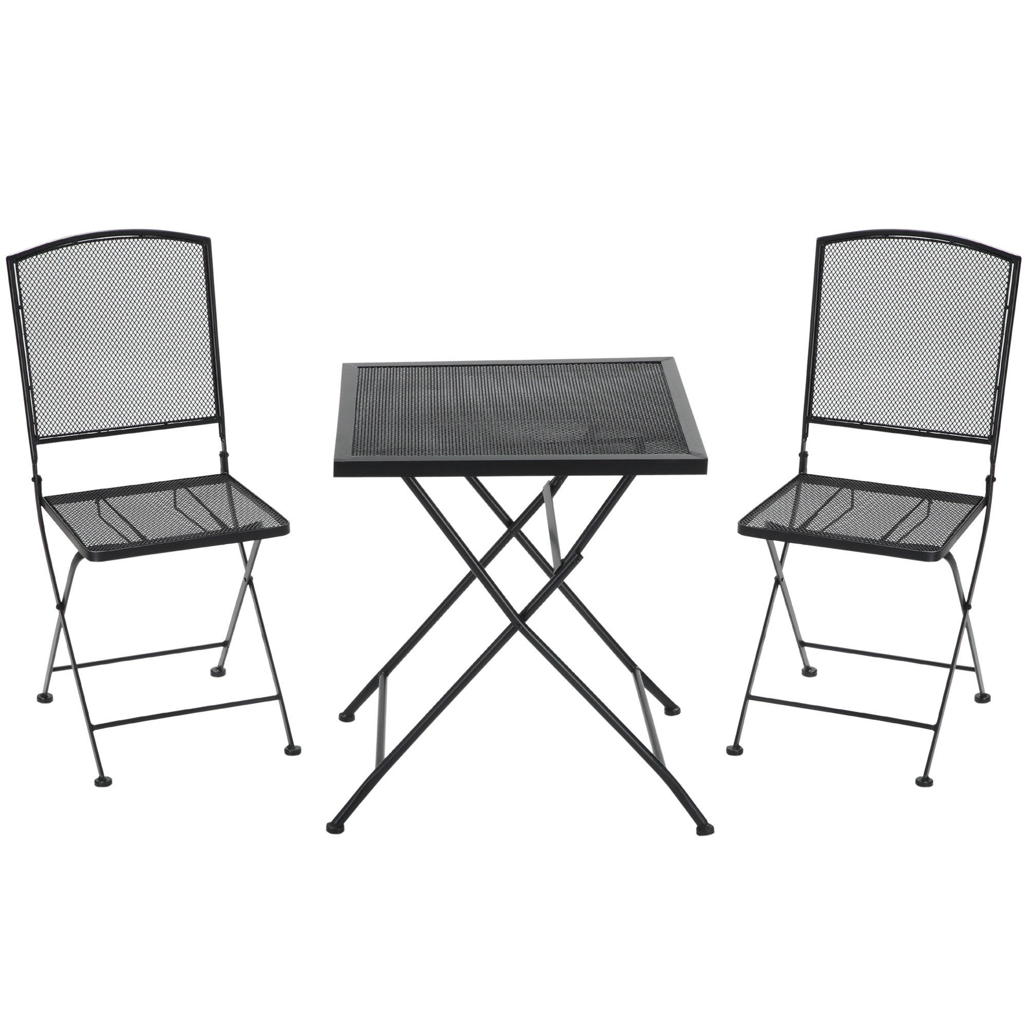 Garten Sitzgruppe für 2 Personen Bistro-Set Garnitur 1 Tisch+2 faltbare Stühle für Terrasse Balkon Metall Grau Garten Sitzgruppe für 2 Personen Bistro-Set Garnitur 1 Tisch+2 faltbare Stühle für Terrasse Balkon Metall Grau