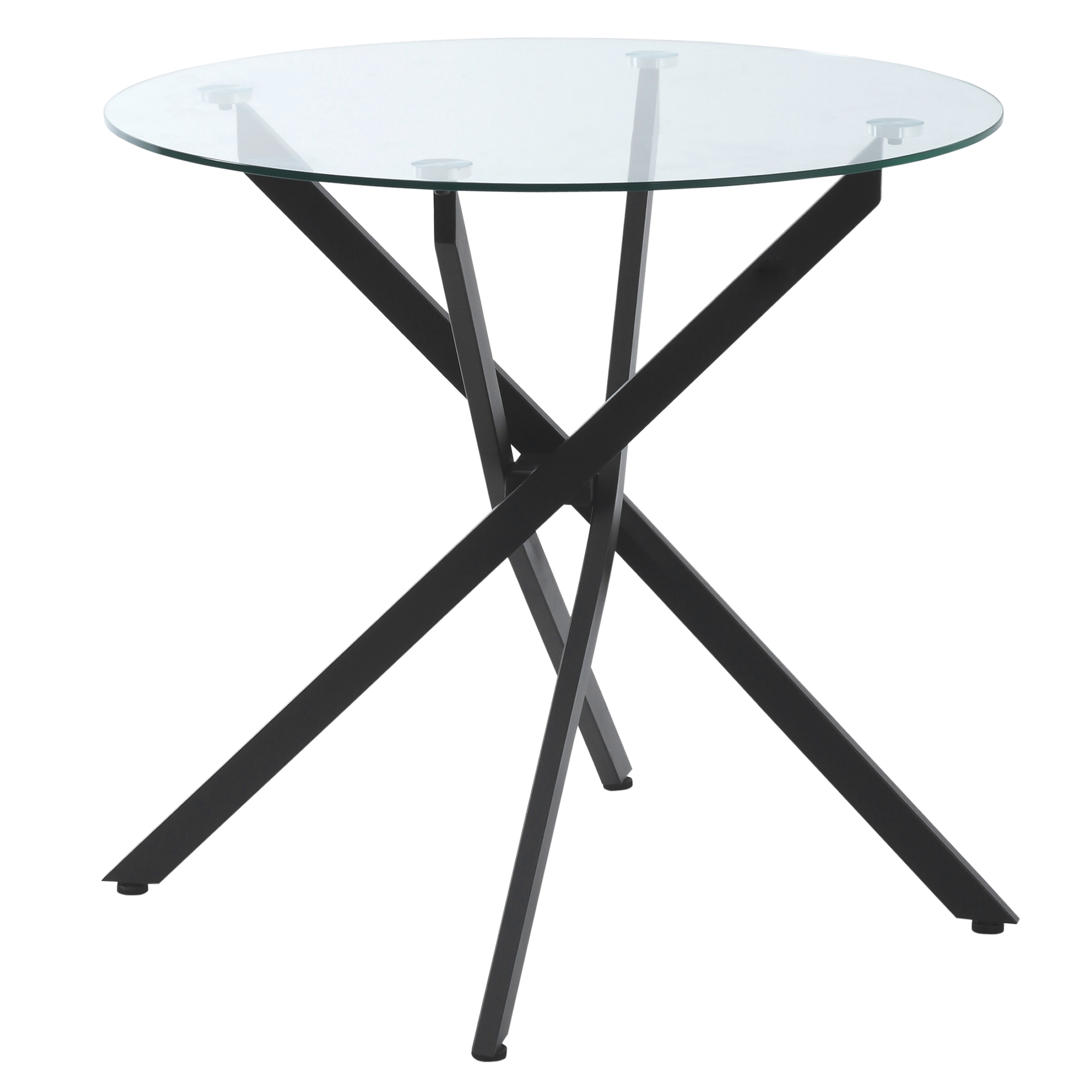Moderner Glas-Esstisch, 80 cm Durchmesser, Küchentisch mit gehärteter Glasplatte und Metallbeinen, für 4 Personen