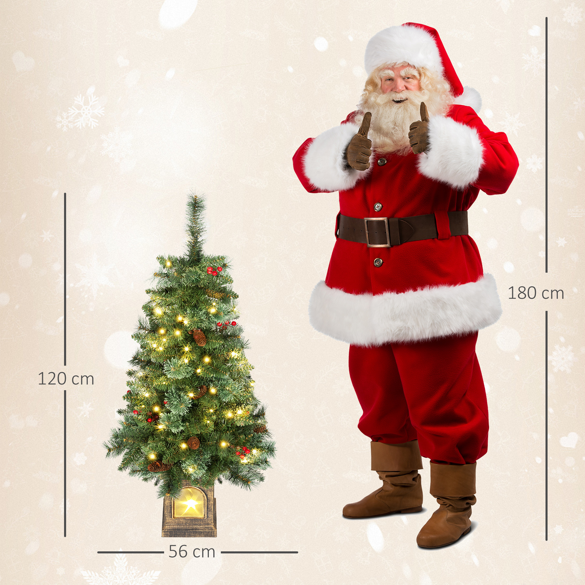 Künstlicher Weihnachtsbaum 120 cm Tannenbaum künstlich mit 100 LED Beleuchtung, 8 Modi, 214 Spitzen