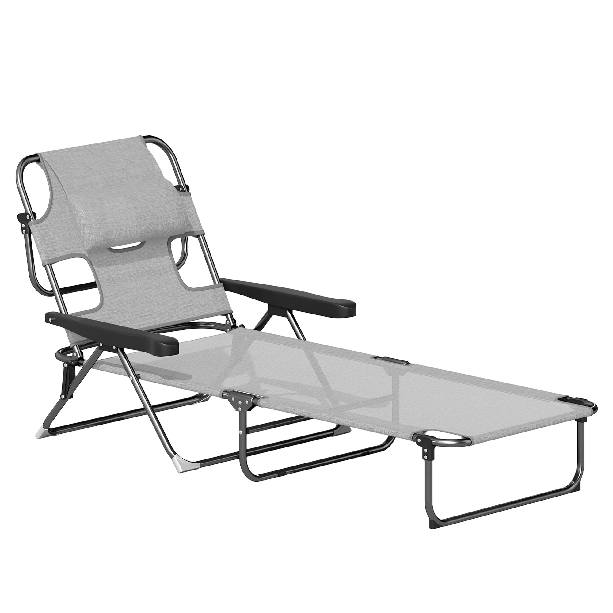 Sonnenliege Gartenliegen Relaxliege, klappbar, wetterbeständig, 194 cm x 72 cm x 89 cm, Schwarz + Dunkelgrau