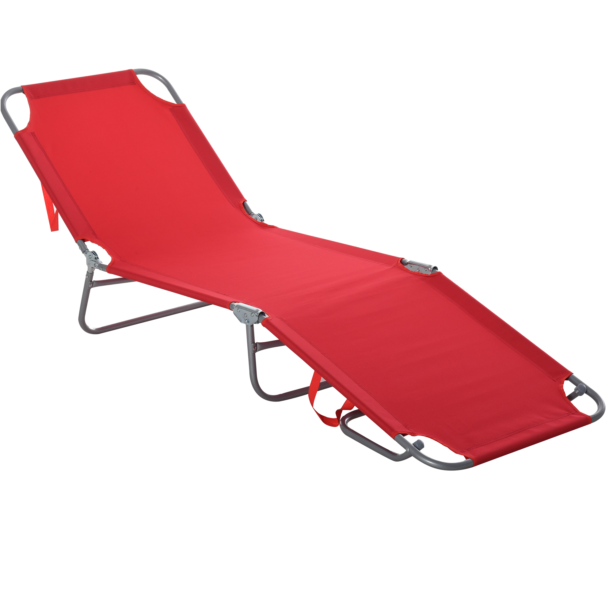 Sonnenliege, klappbar, verstellbare Rückenlehne, rostfreier Metallrahmen, 187 x 55 x 24, Rot