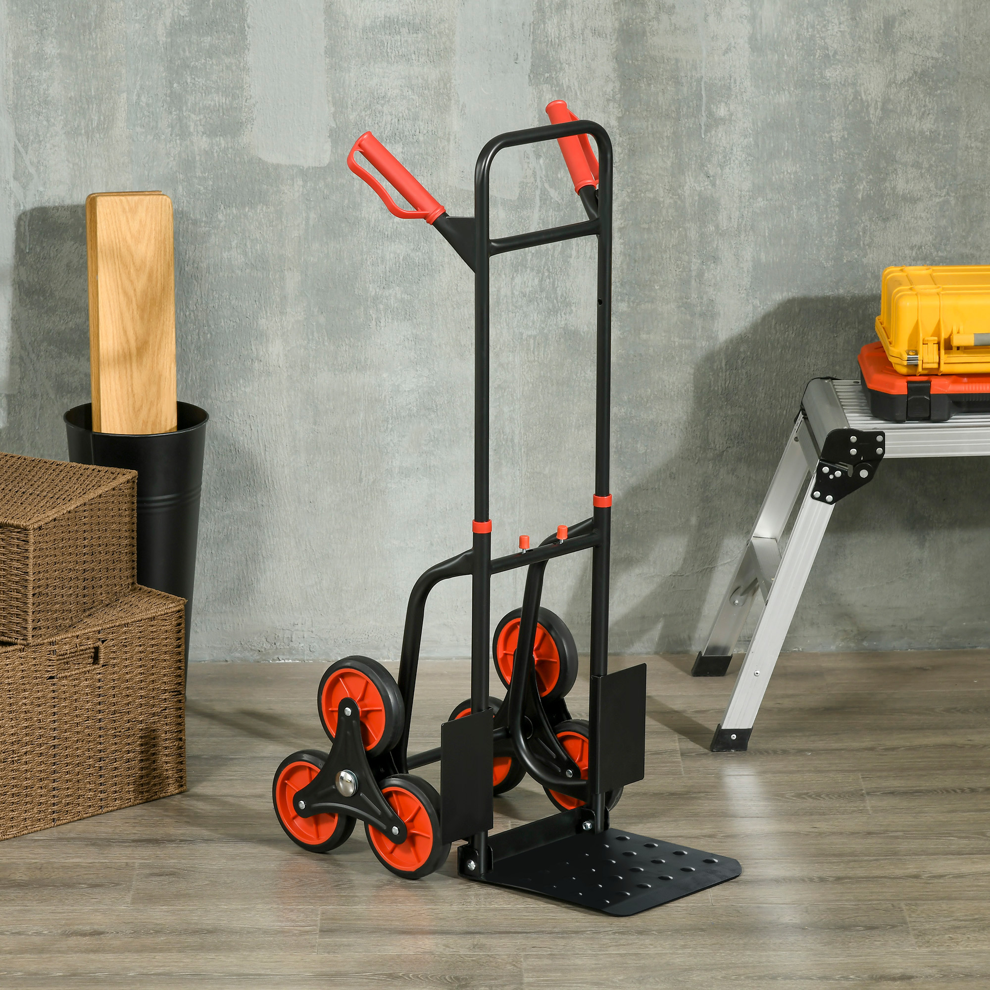 Treppensteiger 120 kg Sackkarre Transportkarre Griff höhenverstellbar Klappbar Stahl 45 x 60 x 109 cm