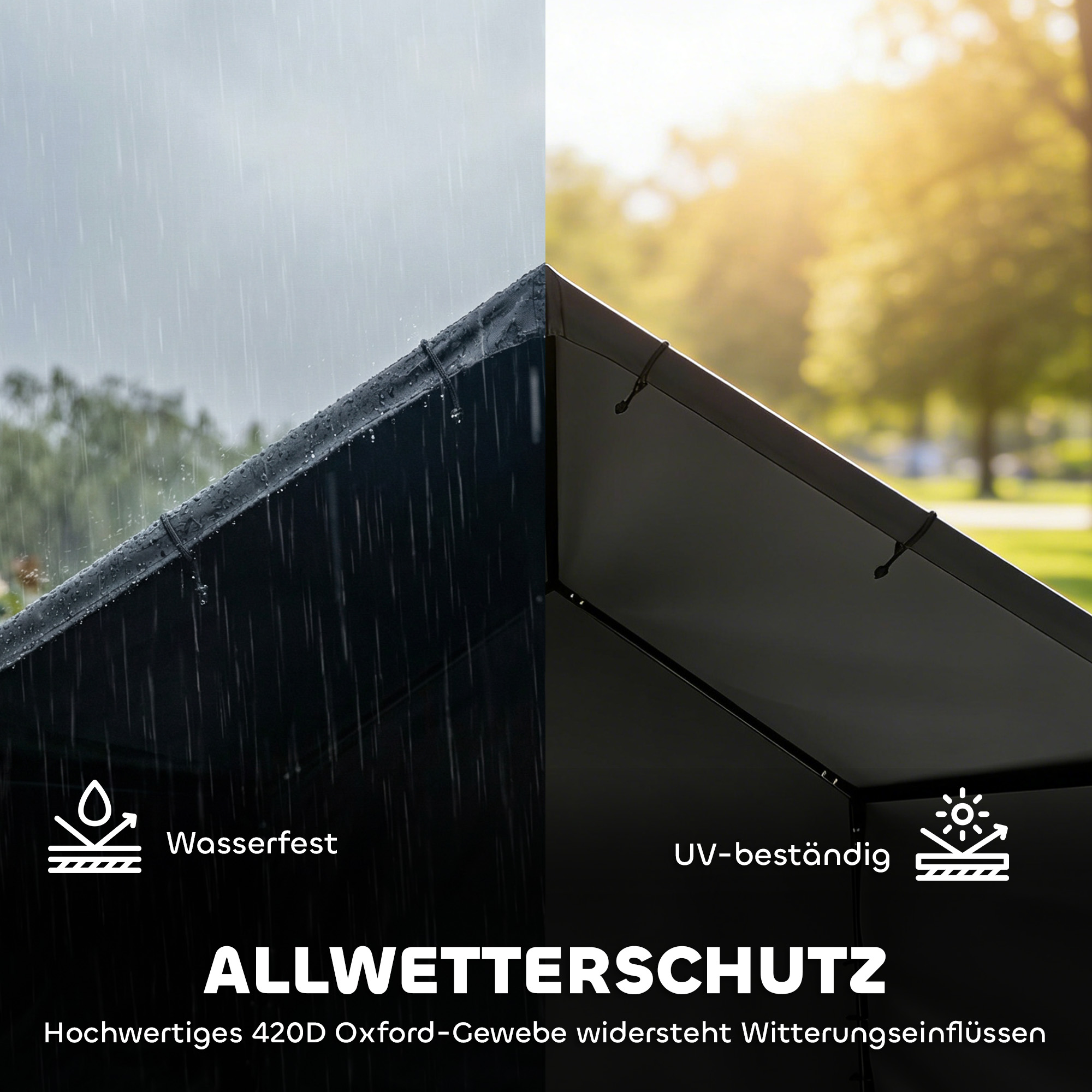 Hundehütte Hundehaus mit wasser- und UV-beständiger Überdachung, für Hunde bis 30 kg 125 x 110 x 93 cm Schwarz