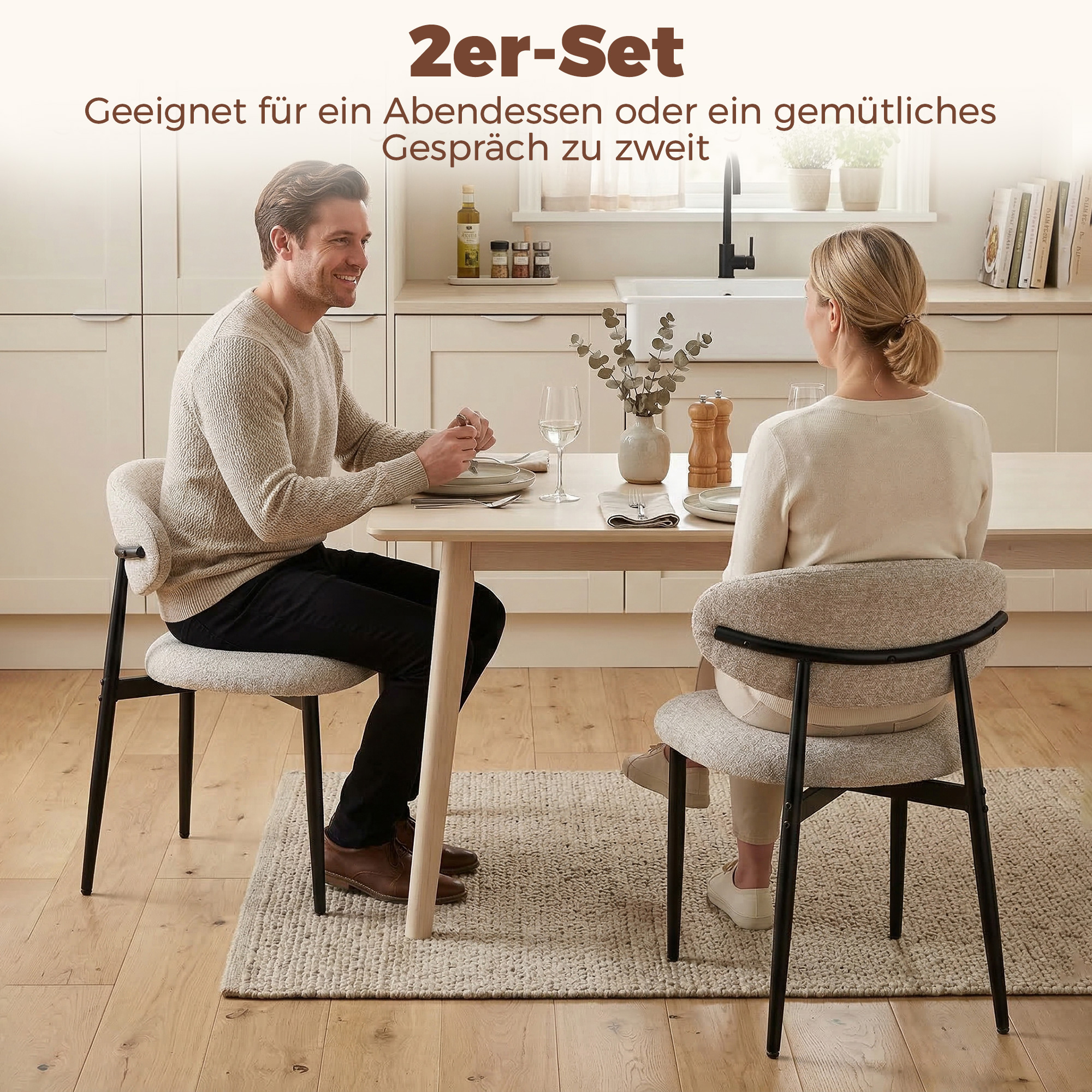 Esszimmerstühle Gepolstert Küchenstühle mit Stahlbeinen Beige