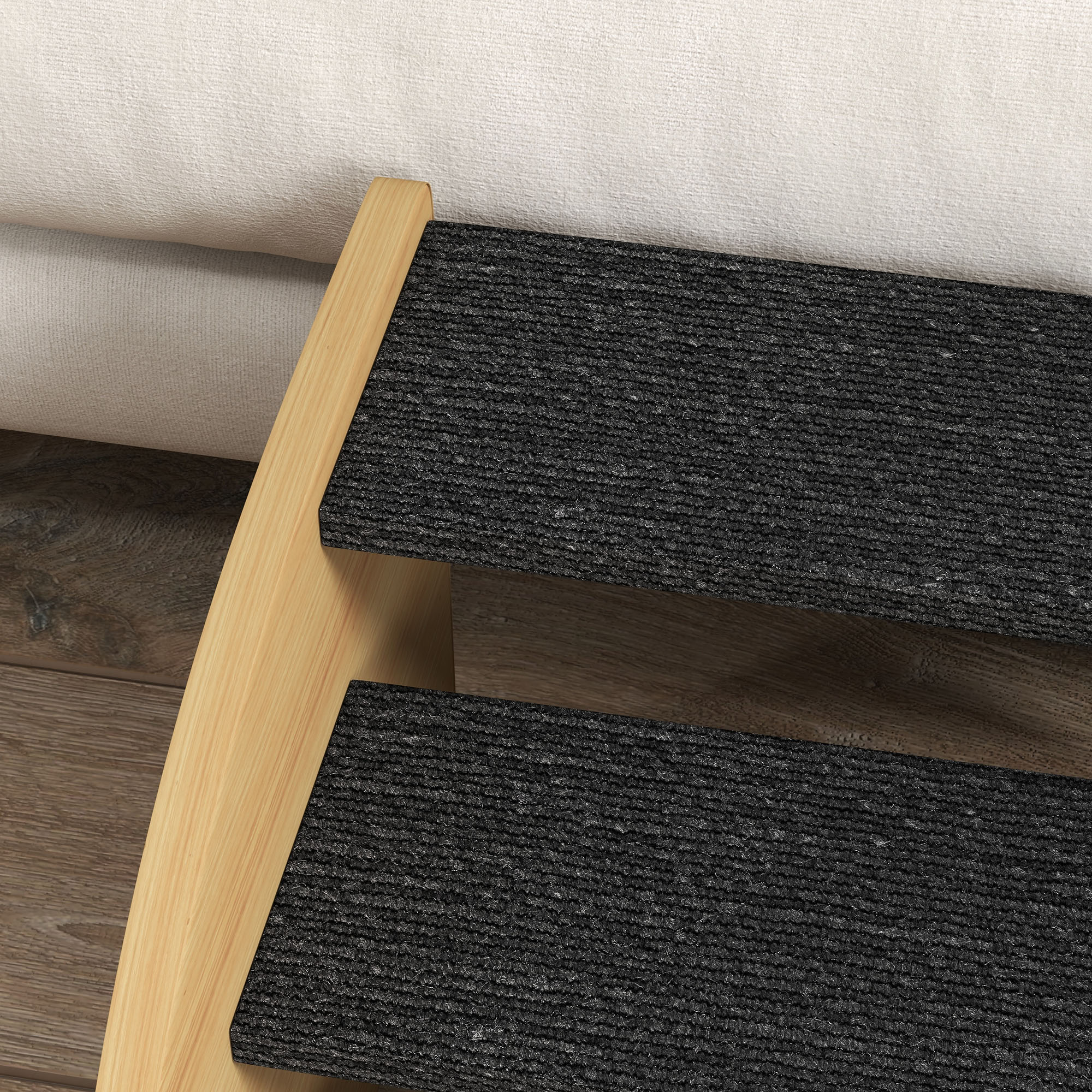 Haustiertreppe Hundetreppe, 3 Stufen, kleiner Hund, 38,5 cm x 38,5 cm x 30 cm, Eiche + Schwarz