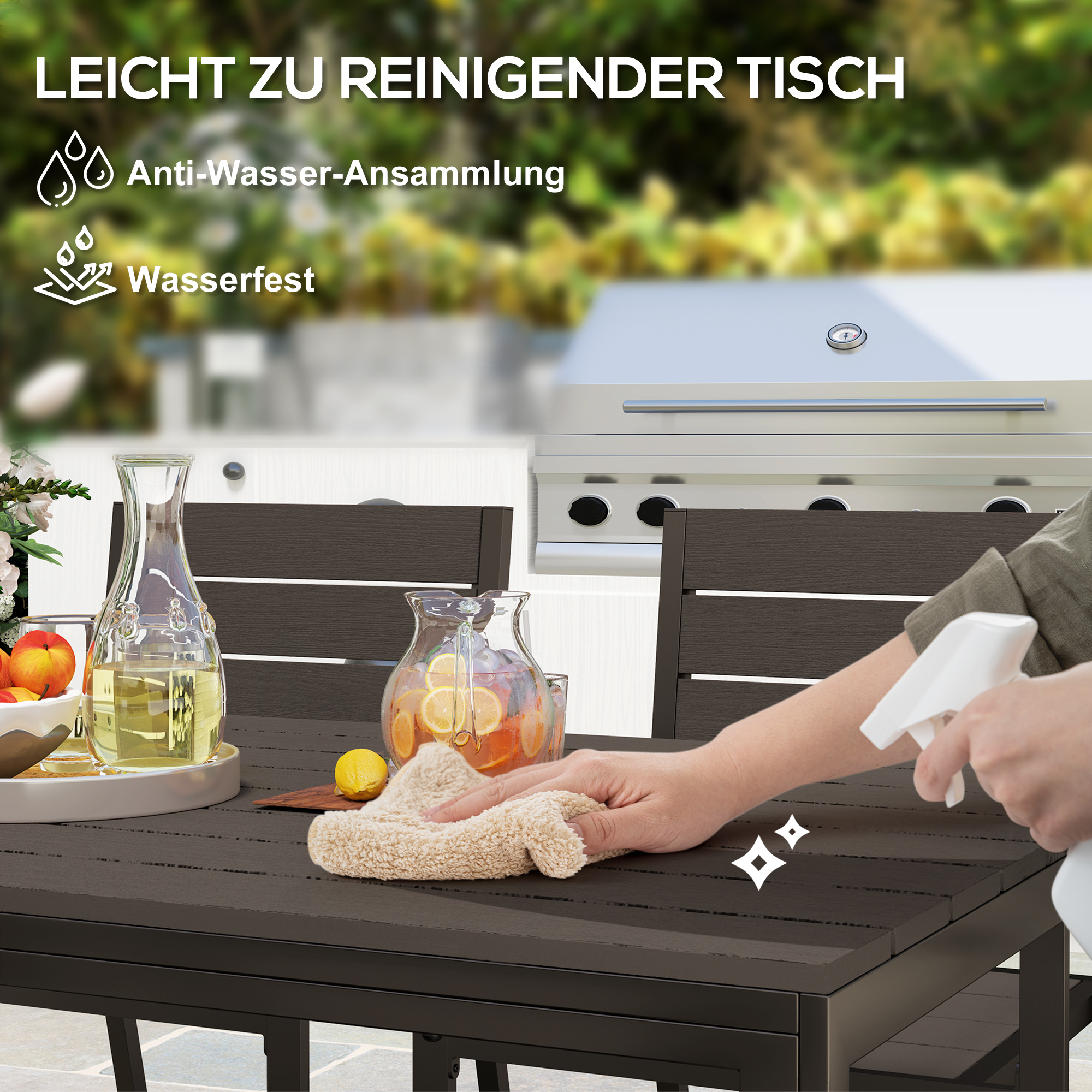 Sitzgruppe 7-teilig Essgruppe für 6 Personen Esstisch mit 6 Stühlen geschlitzte Tisch Dunkelbraun