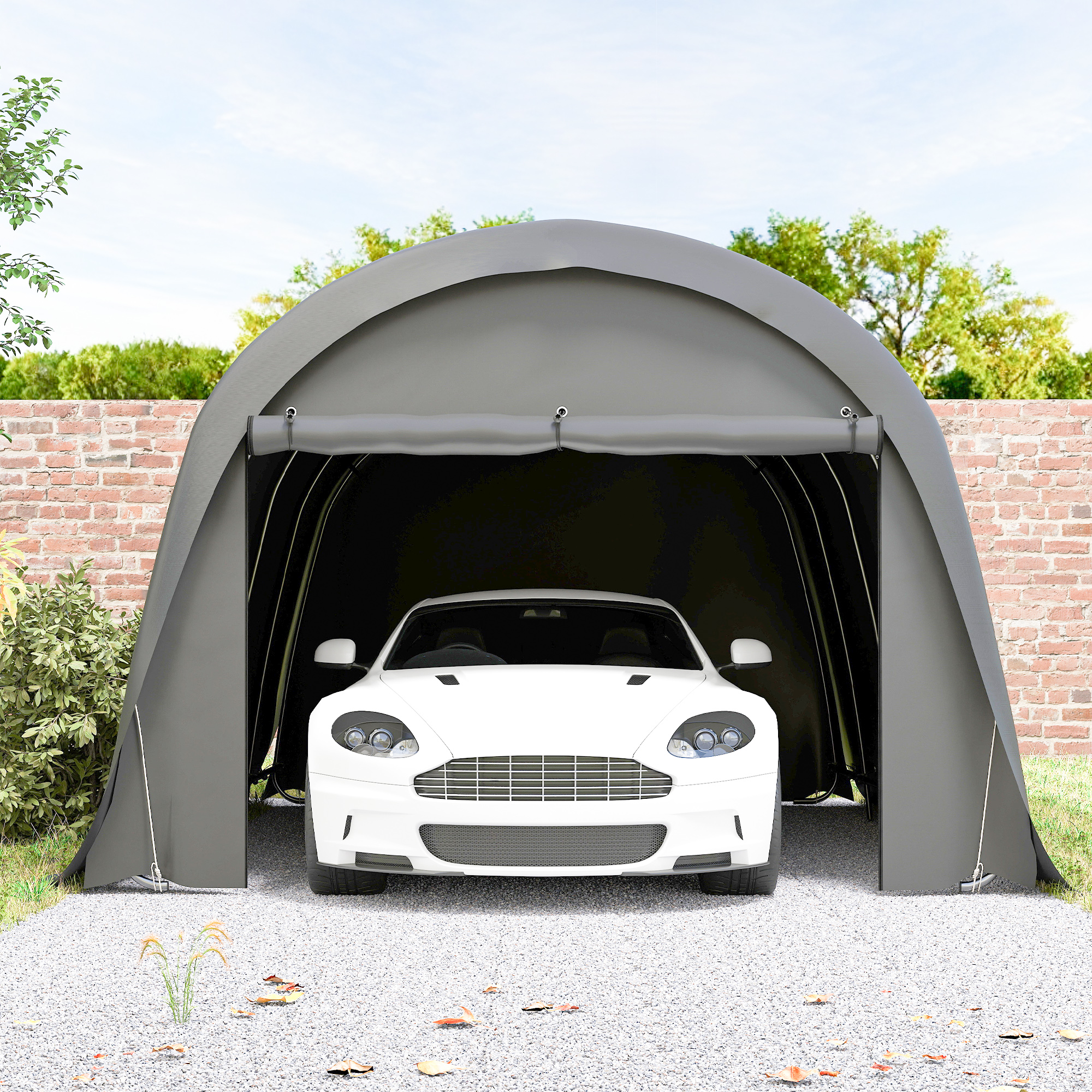 Carport Zeltgarage 3x6m Winterfest wasserdichtes Lagerzelt mit abnehmbaren Seitenwänden großer Rolltor, UPF50+