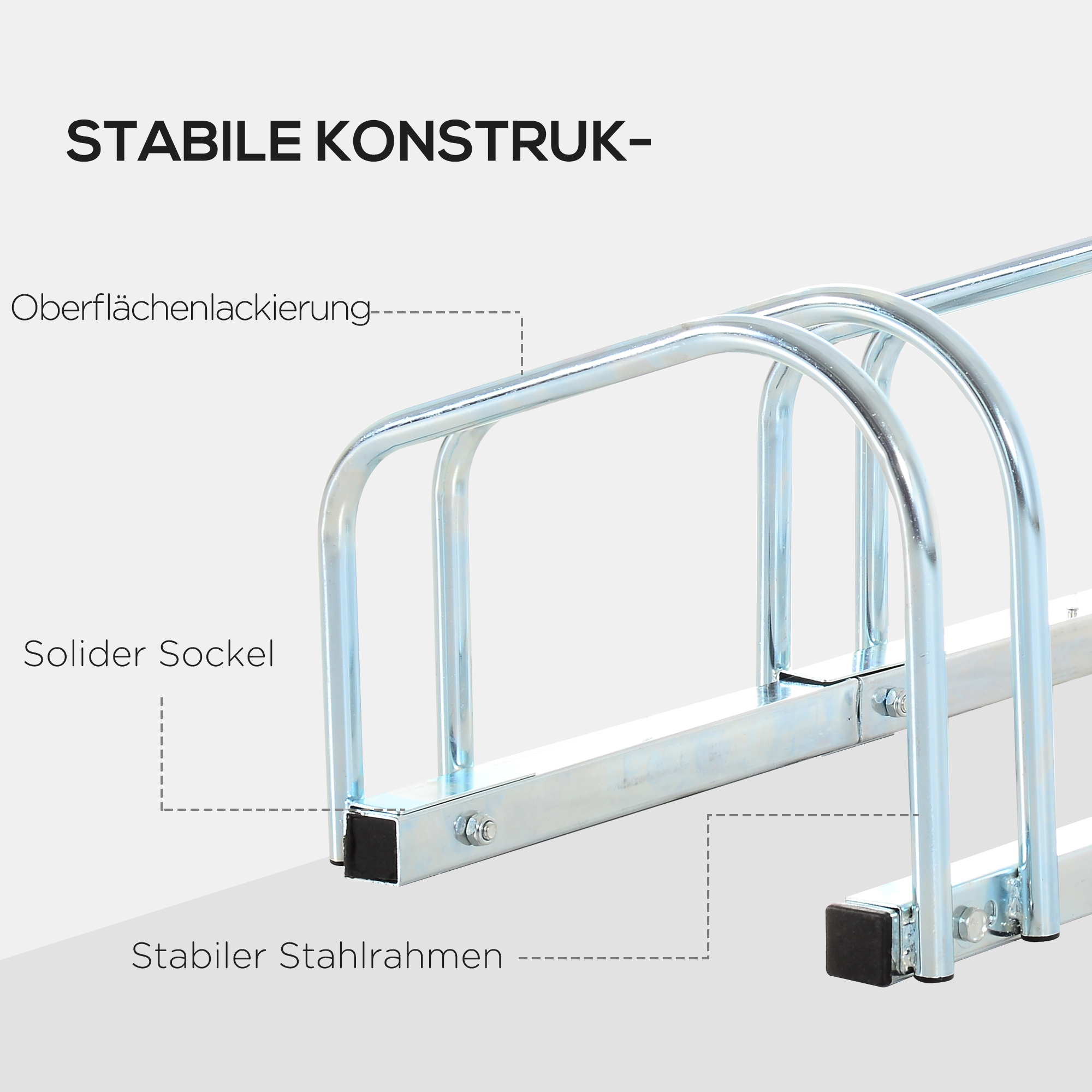 Fahrradständer für 6 Fahrräder wetterfest Wand- oder Bodenmontage Stahl 179 x 33 x 27cm