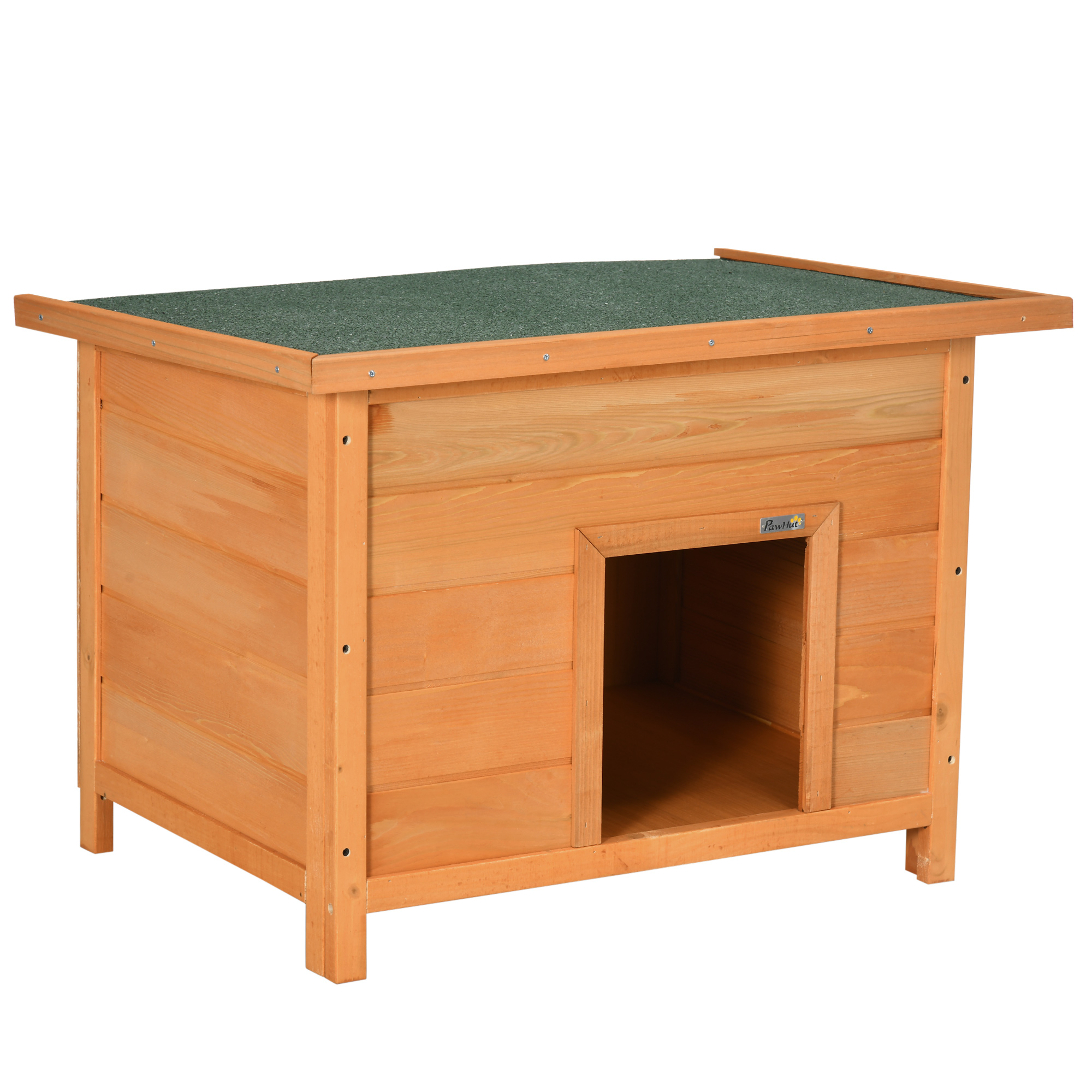 Hundehütte Outdoor, Hundehaus aus Holz mit Aufklappbares Asphaltdach, Wasserdichte Hundehöhle mit erhöhter Boden Hütte für kleine Hunde, Gelb, 82 x 58 x 58 cm Hundehütte Outdoor, Hundehaus aus Holz mit Aufklappbares Asphaltdach, Wasserdichte Hundehöhle mit erhöhter Boden Hütte für kleine Hunde, Gelb, 82 x 58 x 58 cm