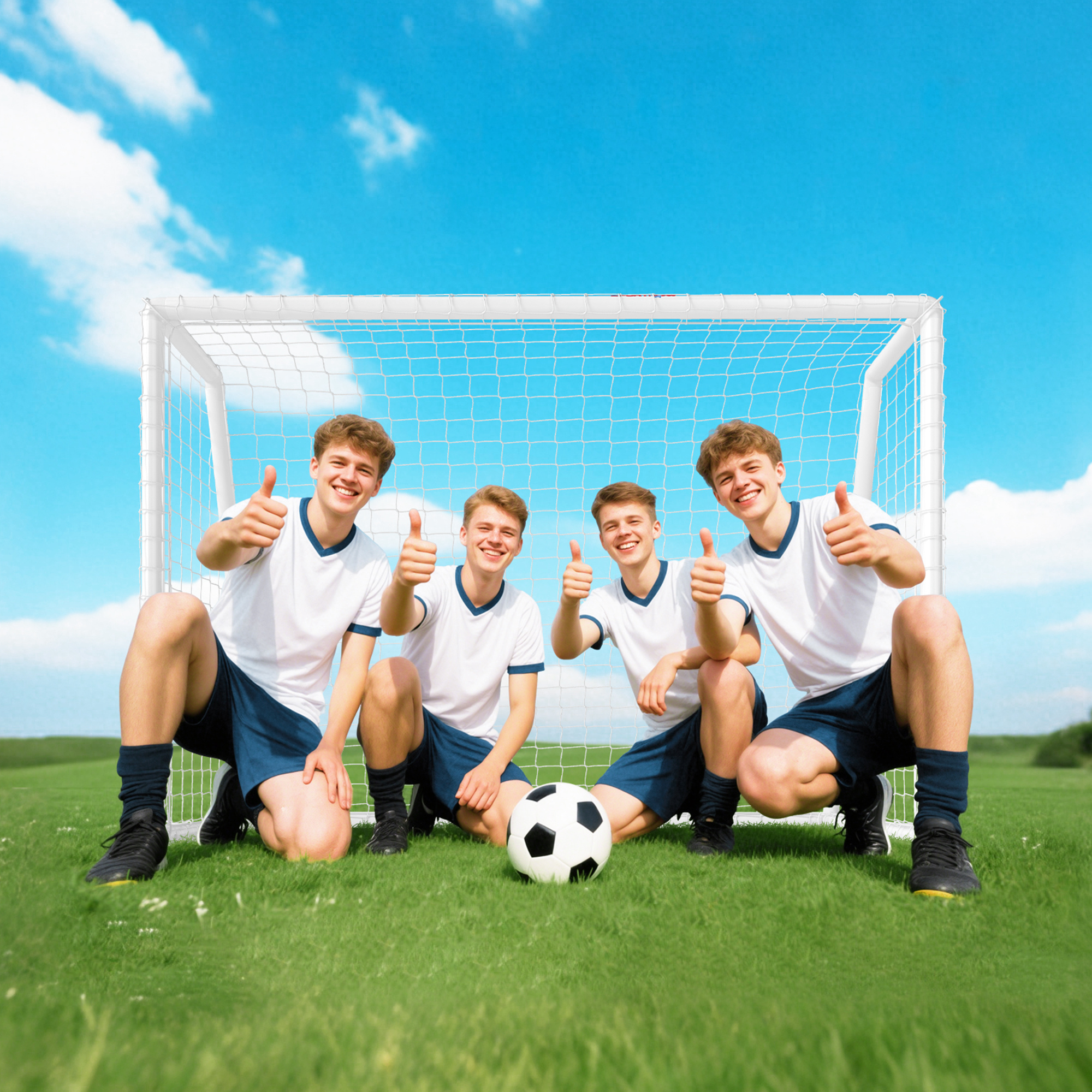 Fußballtor, robustes Netz, Kunststoff-Rahmen, Heringe, 180L x 92B x 124H cm, Weiß