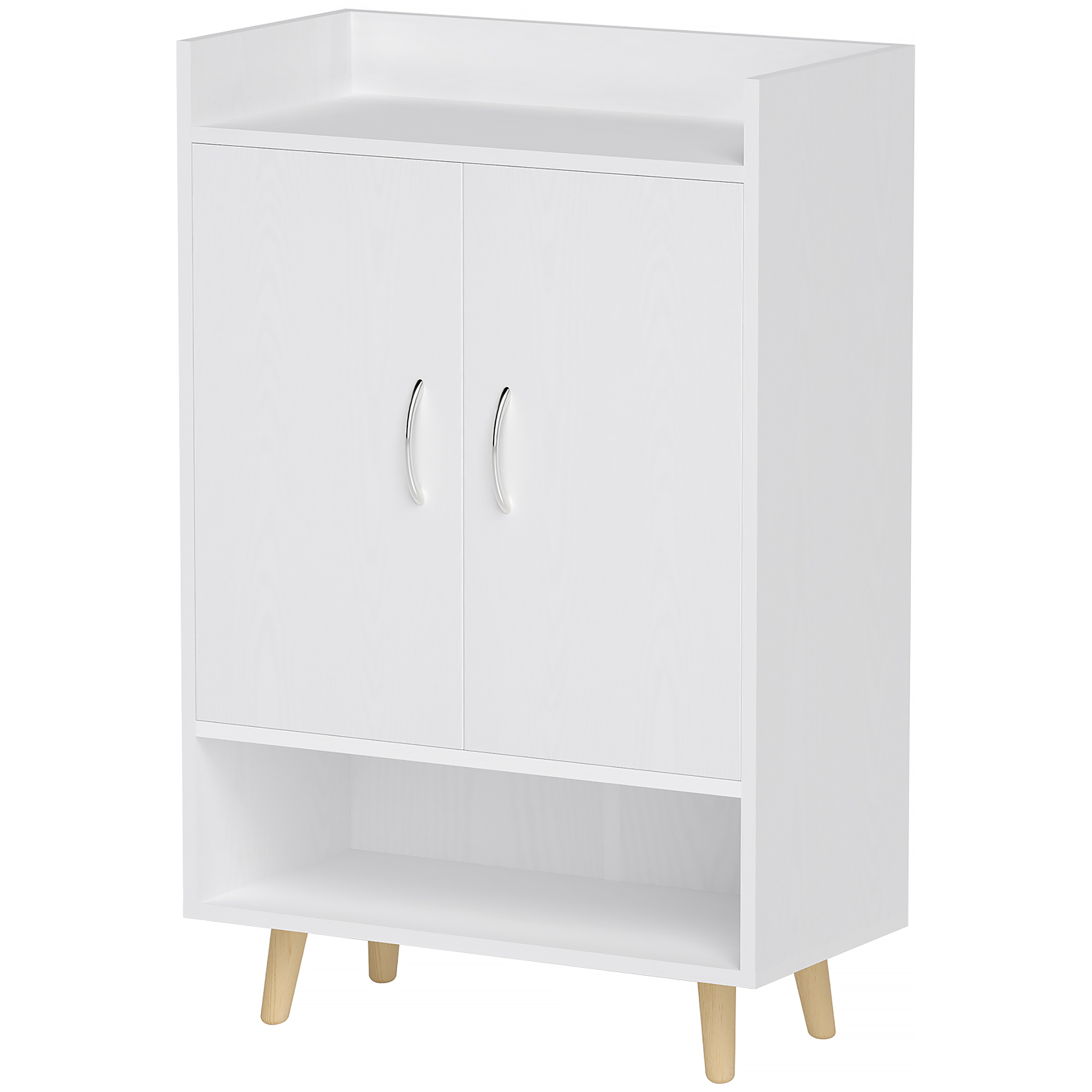 Schuhschrank, Schuhregal mit Türen und Regalen, für Flur, moderne Schuhkommode, Schuhablagen, 60 x 30 x 92 cm, Weiß Schuhschrank, Schuhregal mit Türen und Regalen, für Flur, moderne Schuhkommode, Schuhablagen, 60 x 30 x 92 cm, Weiß