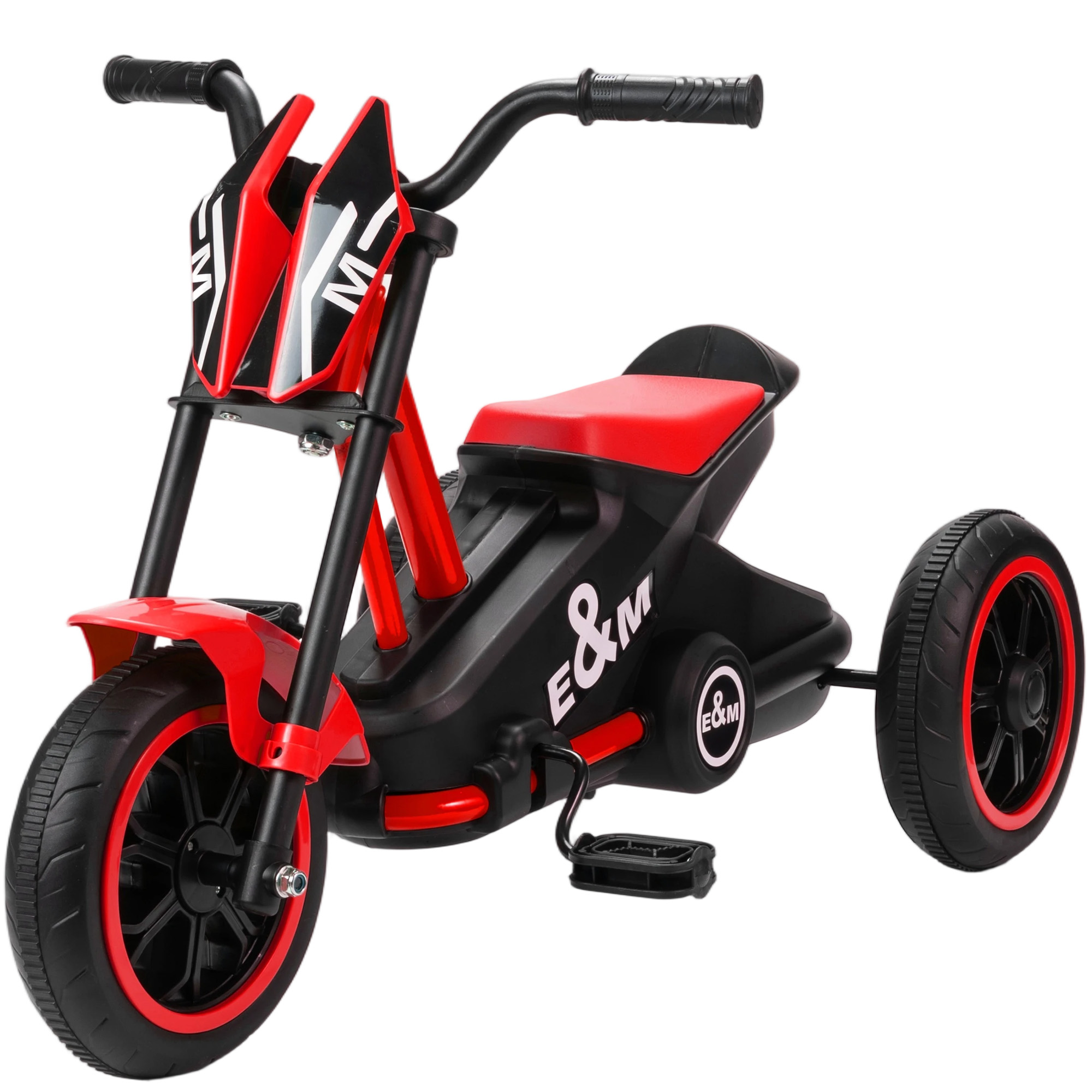 Dreirad, Kinderfahrrad, Laufrad, Kinderrad mit Pedal, Lauffahrrad für Kinder 18-36 Monaten, Stahl, 79x44x50 cm, Rot