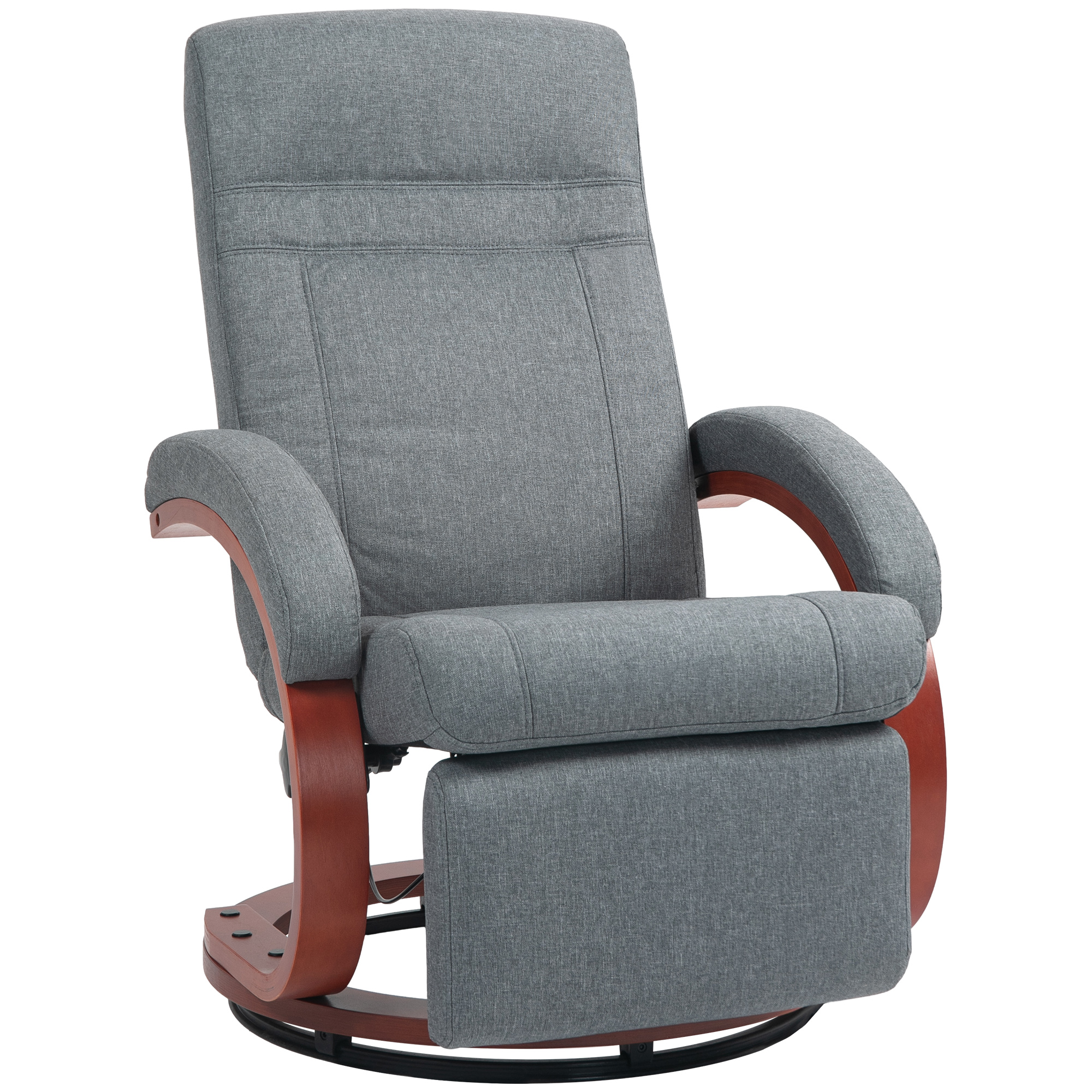Relaxsessel mit klappbarer Fußstütze, drehbar, neigbare Lehne, Leinenoptik, bis 140 kg, Grau