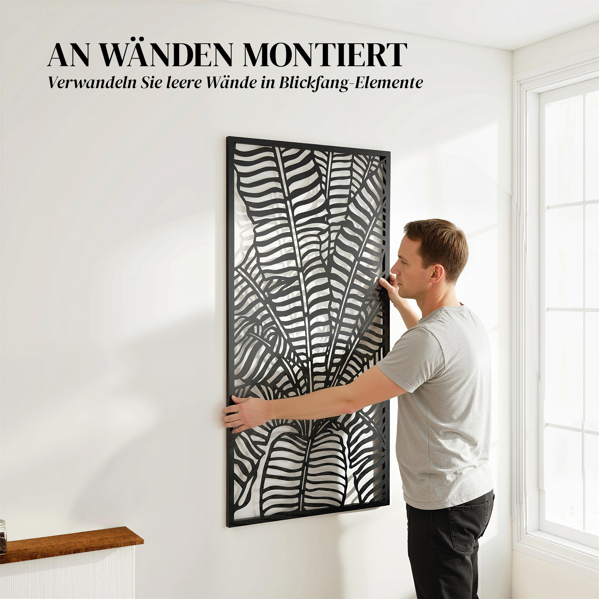 Raumteiler 65 x 130 cm Freistehend Hängend Paravent, Trennwand Sichtschutz aus Metall Schwarz