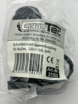 Schutzkontakt-Gummikupplung für Außen, Schutzkappe, 250V/16A, IP44