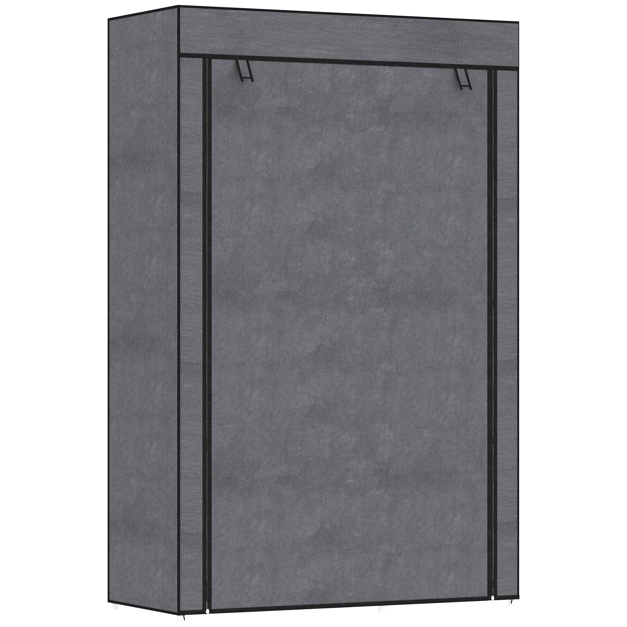 Schrank aus Stoff, Aufbewahrungslösung, 6 Regale, 1 Kleiderstange, Dunkelgrau Schrank aus Stoff, Aufbewahrungslösung, 6 Regale, 1 Kleiderstange, Dunkelgrau