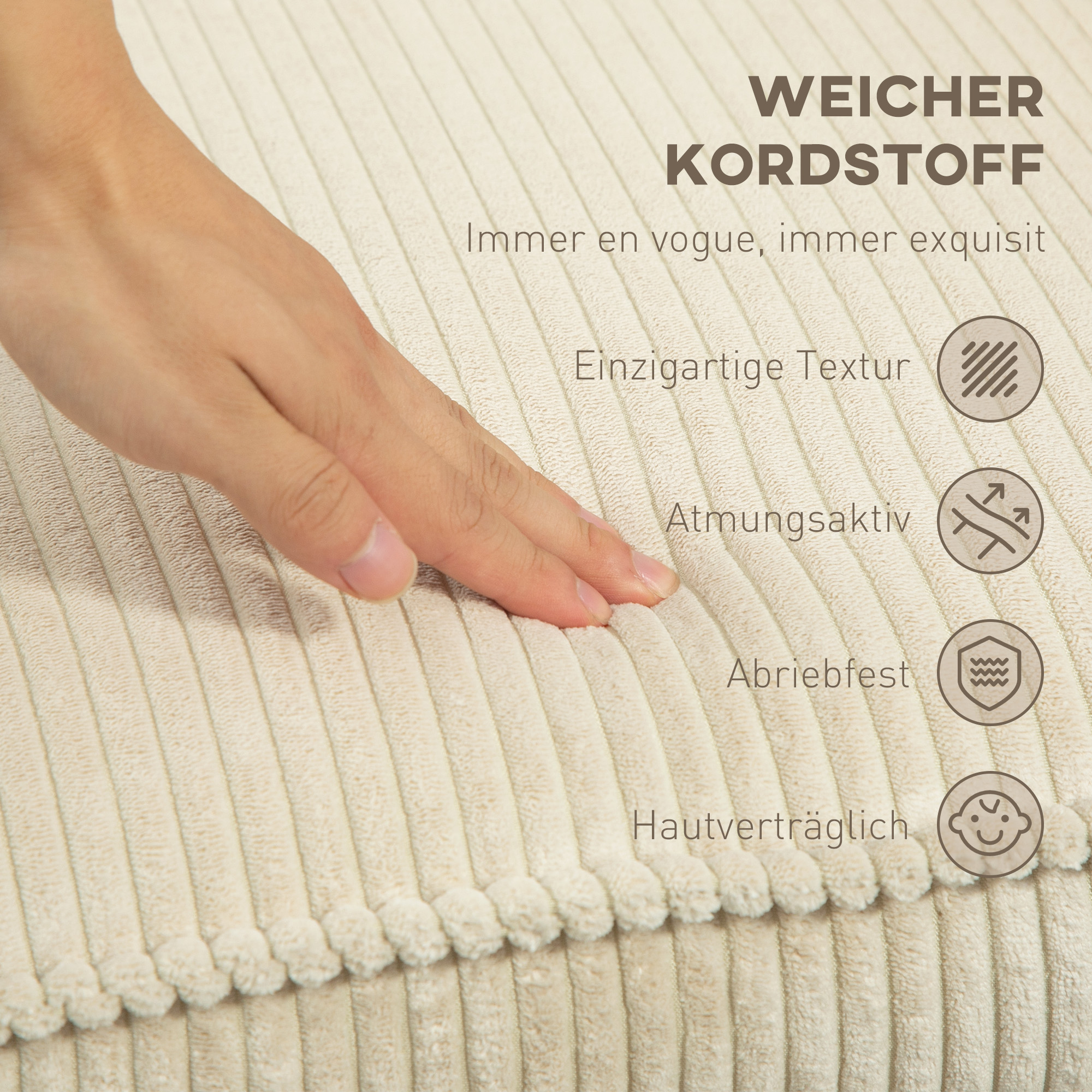 Drehbarer Polstersessel mit Fußhocker, Moderner Recliner-Sessel für Wohnzimmer, Schlafzimmer, Homeoffice, Beige