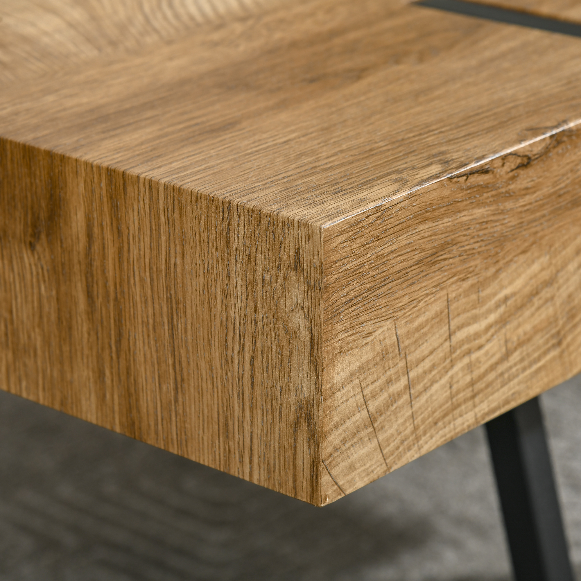 Couchtisch im Industriedesign 105 cm x 60 cm x 42 cm Schwarz + Braun