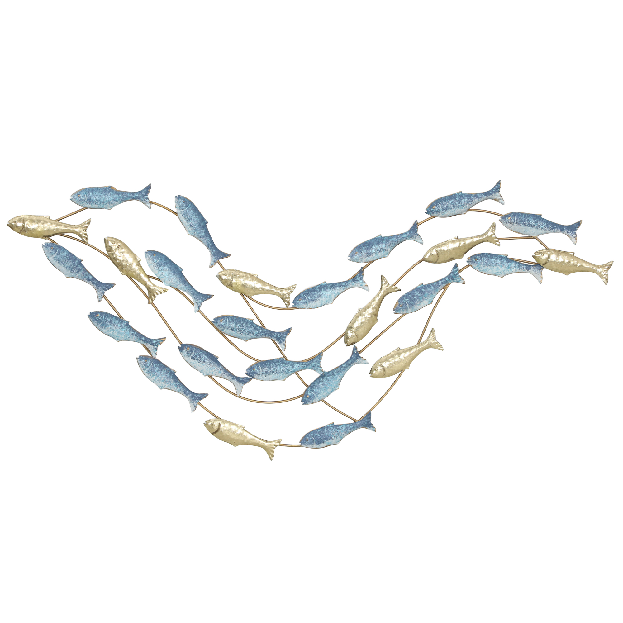 Wandkunst aus Metall, Fischdesign, rostbeständig, moderner Stil, elegant, Hellblau