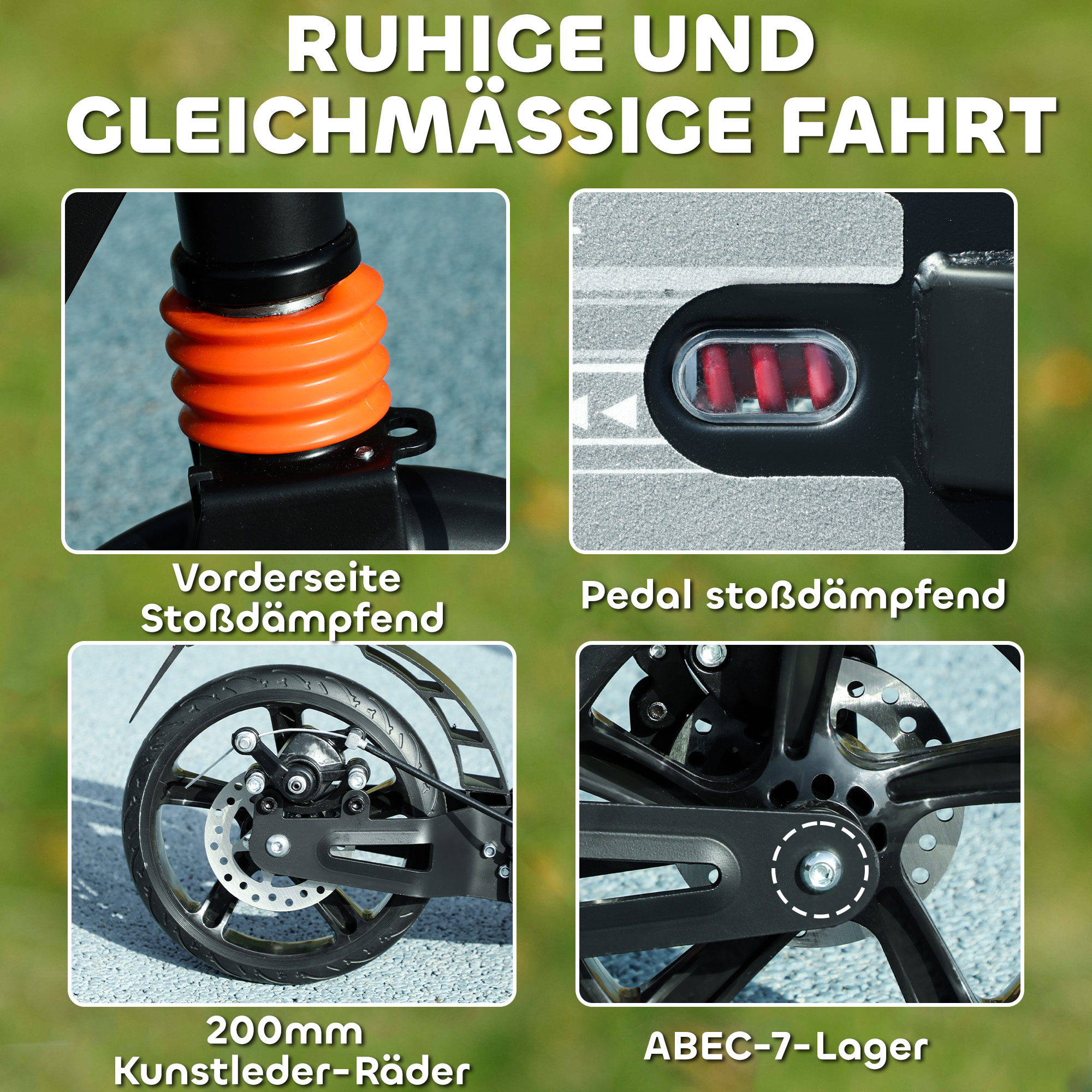 Roller Kinder Scooter mit verstellbaren Griffen klappbarer Kinderroller für Kinder 6-12 Jahre 94 x 36 x 88-103cm Schwarz