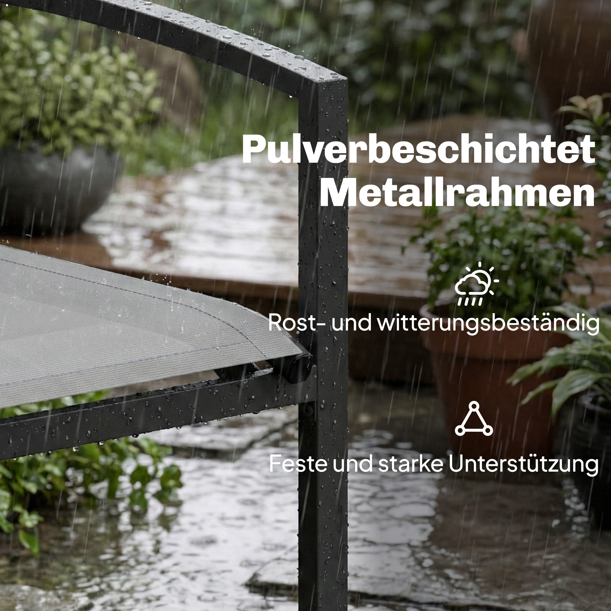 Gartenbank 2-Sitzer wetterfest Metall Outdoor Sitzbank mit atmungsaktivem Sitz gebogen Armlehnen 112 x 66 x 80 cm Grau