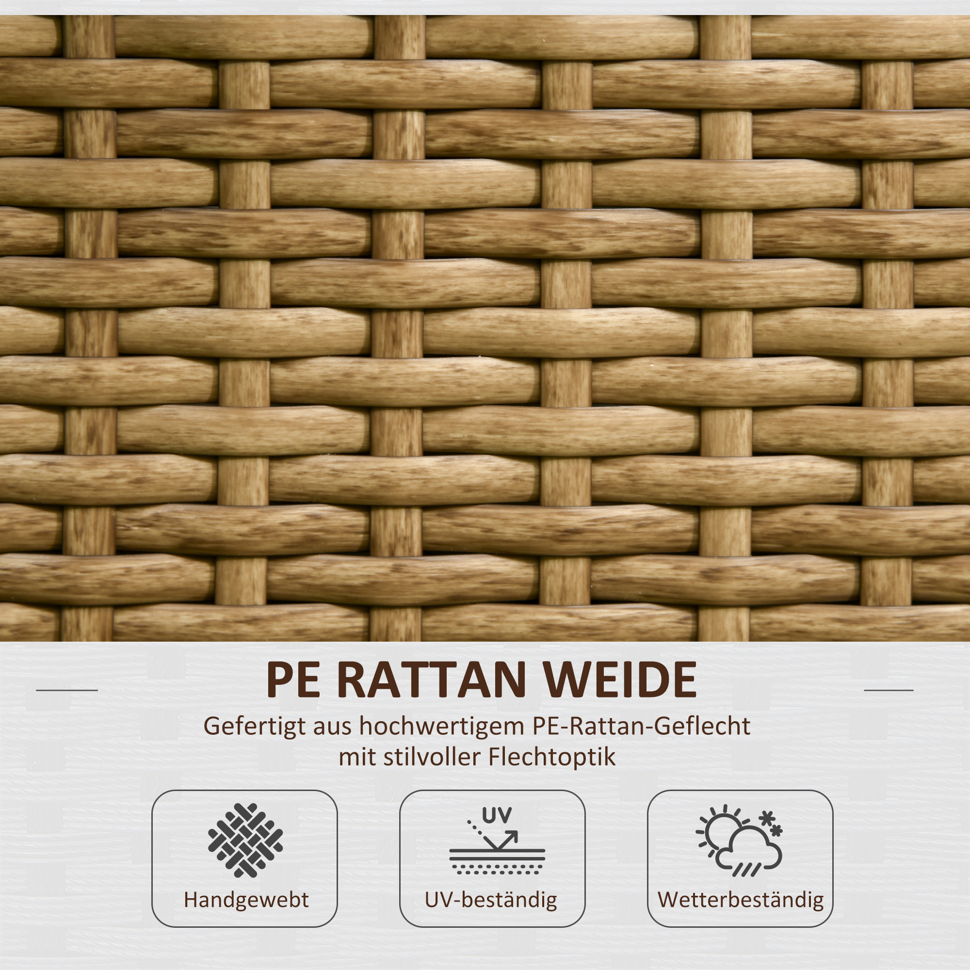Blumenkasten mit Spalier, wetterfest, Polyrattan, 103 x 103 x 29 cm, Sandfarbe