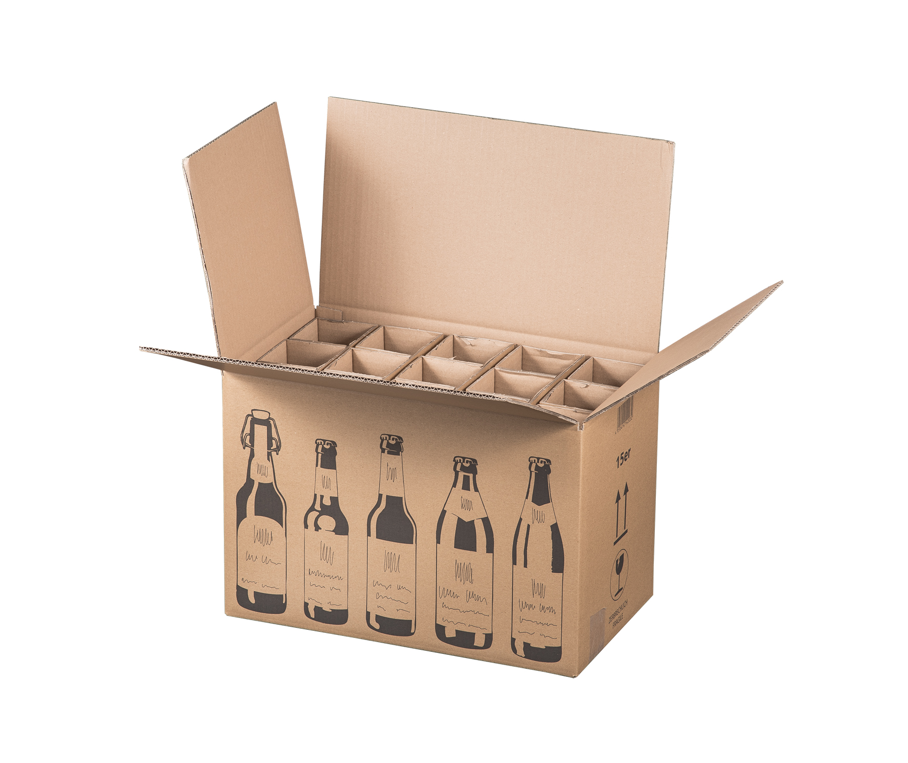Faltkarton für 15 Bierflaschen, 440x255x288mm, VPE300