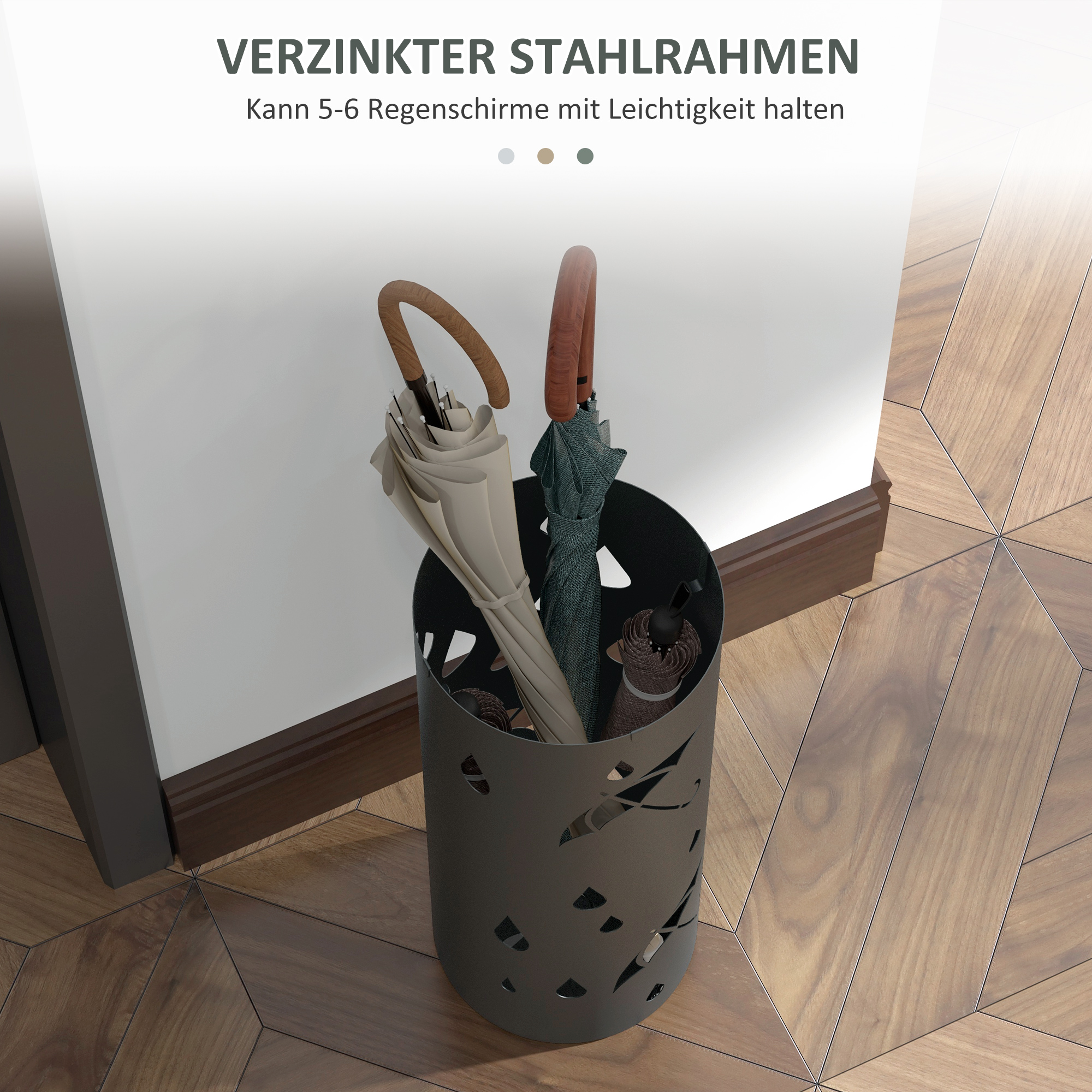 Schirmständer, Stahl, Säulenform, Herausnehmbares Bodenfach, Ø17 x 41H cm, Grau