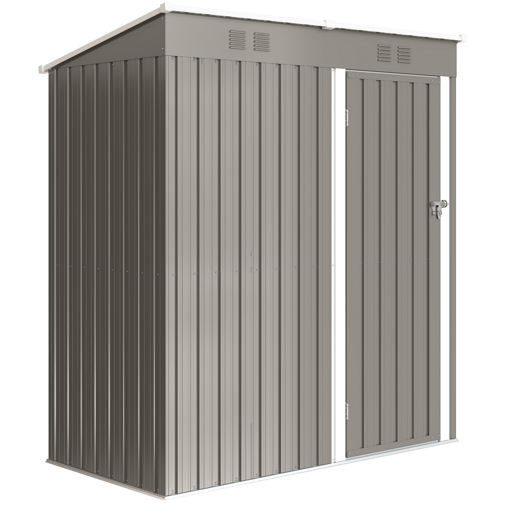Metall Gerätehaus 1,37 m², abschließbar Geräteschuppen mit Lüftung Pultdach Handschuhen, 163 x 90 x 179 cm