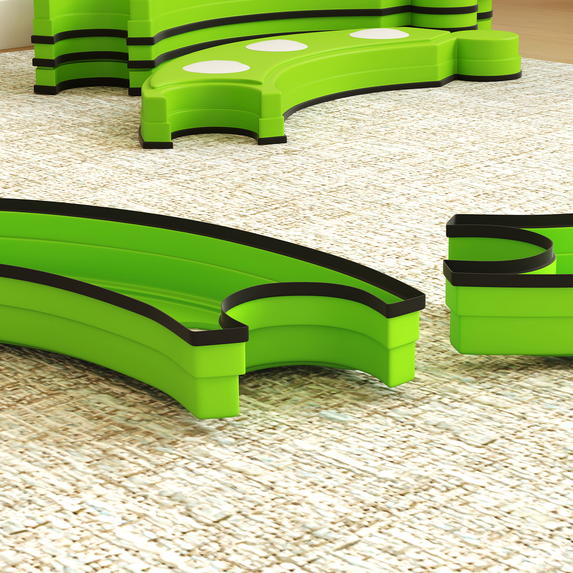 Balancebalken, 6 gebogene Segmente, sensorische Erhebungen, 50 kg Tragkraft, Grün