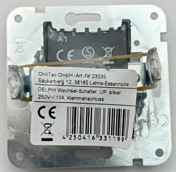 DELPHI Wechsel-Schalter, UP, silber, 250V~/ 10A, Steckanschluss, ohne Rahmen