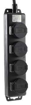 Gartensteckdosenleiste für Außen, 4-fach / IP44, H07RN-F 3G1,5mm², Zuleitung 3m