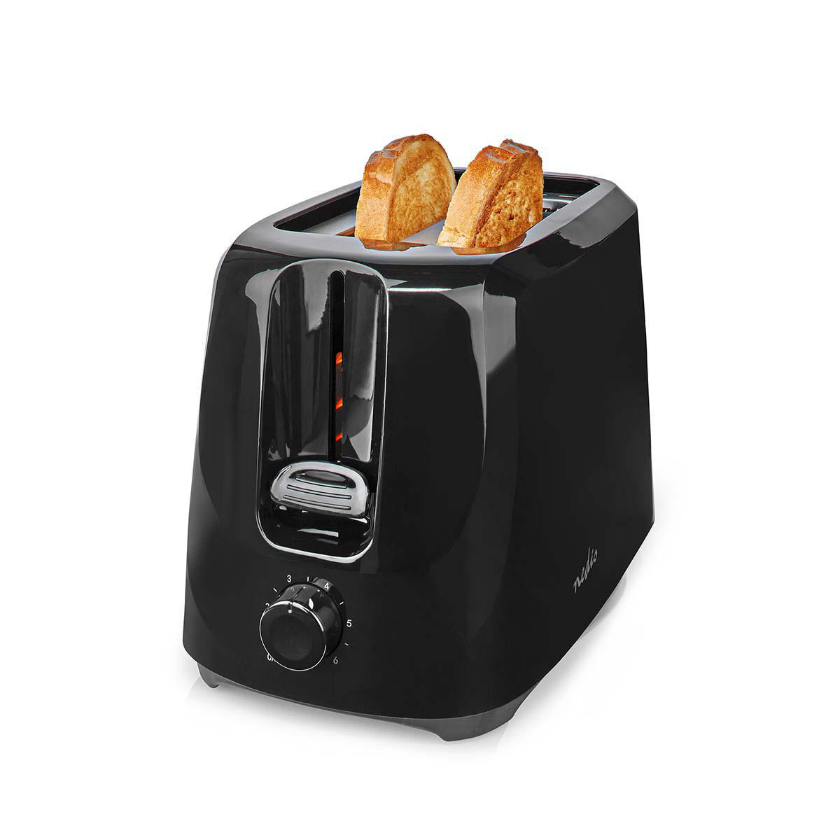 Toaster | 2 Brotscheiben | 2 Steckplätze | Bräunungsstufen: 6 | schwarz Toaster | 2 Brotscheiben | 2 Steckplätze | Bräunungsstufen: 6 | schwarz