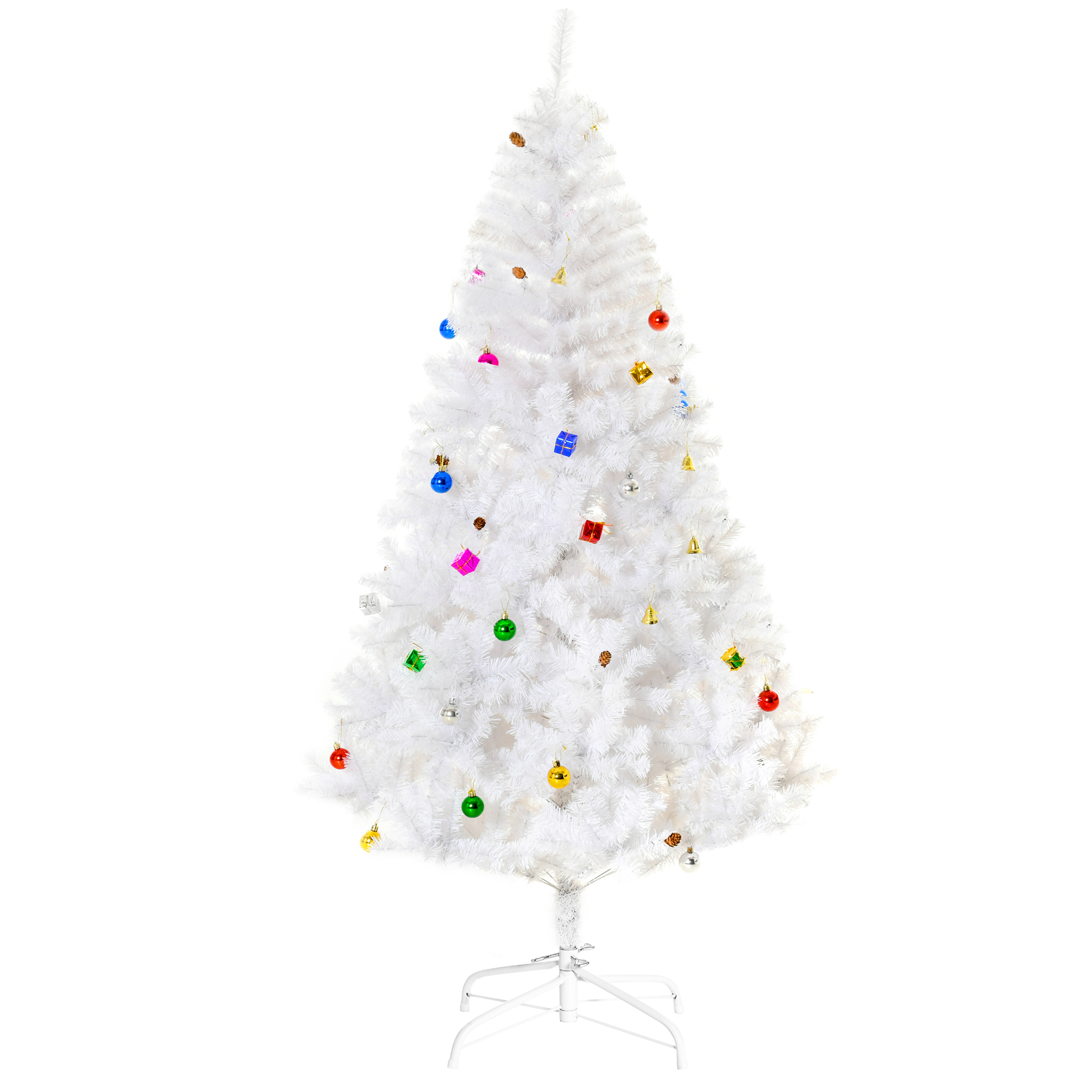 Künstlicher Weihnachtsbaum 180 cm künstlich Tannenbaum mit Kugeln, Glocken, Trommeln, Geschenkboxen, Christbaum mit 930 Spitzen, 12 Tannenzapfen Weihnachtsdeko inkl, Metallständer für drinnen Weihnachtsbaum 180 cm künstlich Tannenbaum mit Kugeln, Glocken, Trommeln, Geschenkboxen, Christbaum mit 930 Spitzen, 12 Tannenzapfen Weihnachtsdeko inkl, Metallständer für drinnen