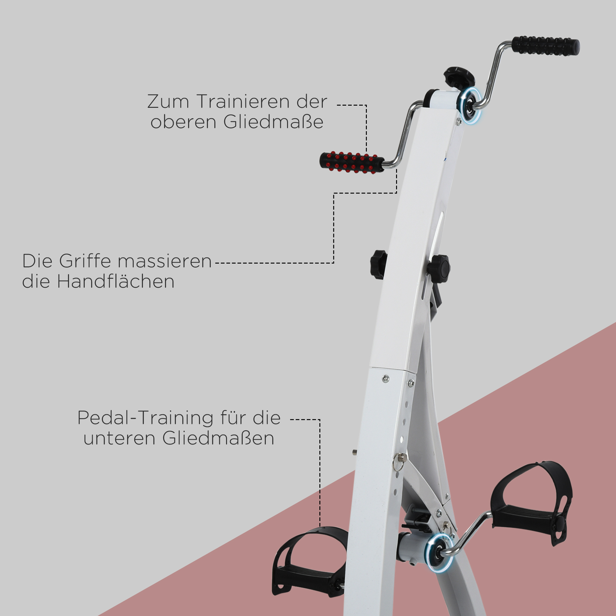Pedaltrainer für Senioren extra Leise Mini Heimtrainer mit LCD Display Befestigungsband Arm- und Beintrainer Bewegungstrainer Tischfahrrad Mini Bike Fitnessgerät für Zuhause Büro