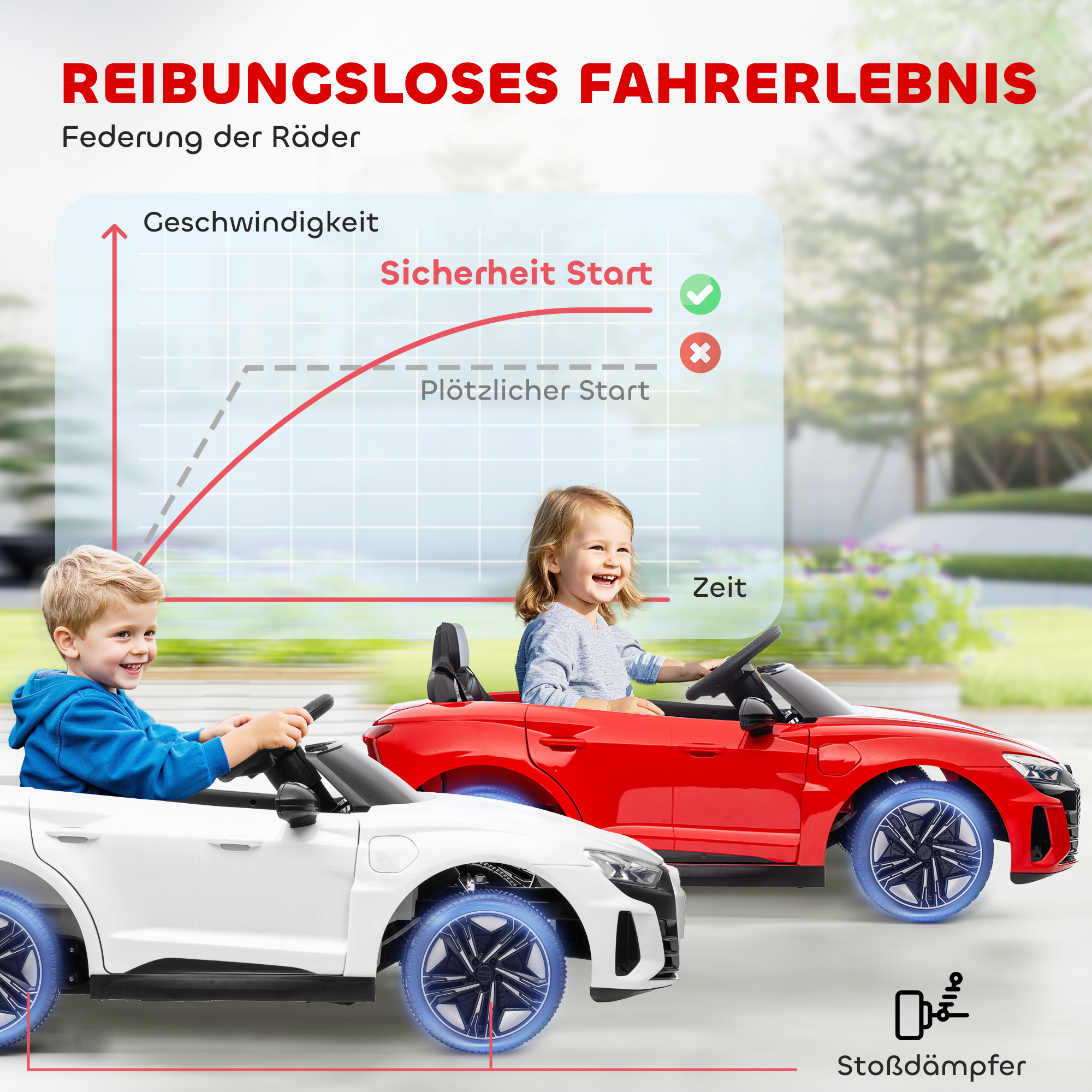 Kinderauto, Elektroauto, Audi-lizenziert, mit Sicherheitsgurt, Fernbedienung, Licht, rot+schwarz, 103 x 58 x 41cm