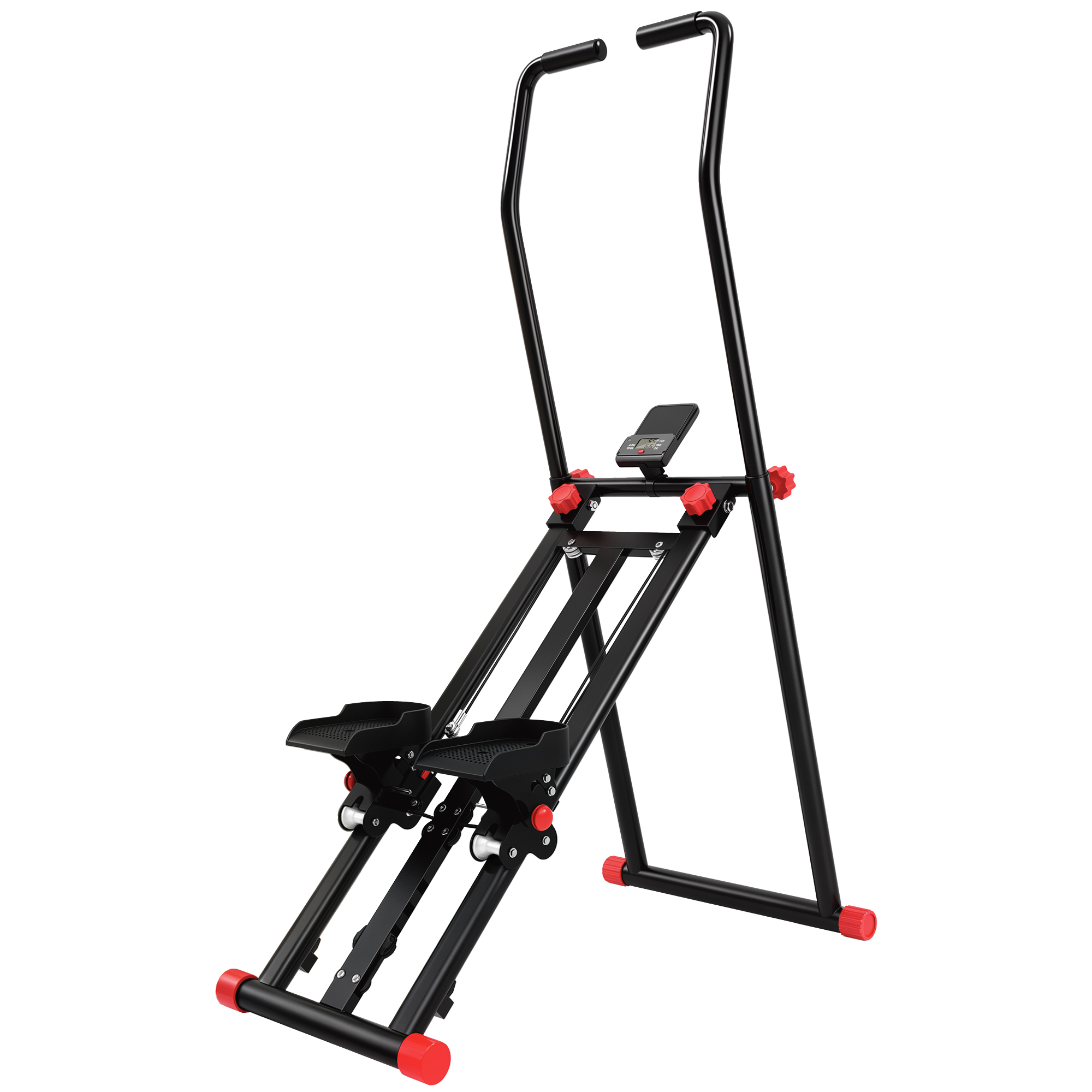 Treppenstepper für Zuhause, klappbarer Vertical Climber mit 3 Widerstandsstufen, verstellbarem Lenker und LCD-Monitor