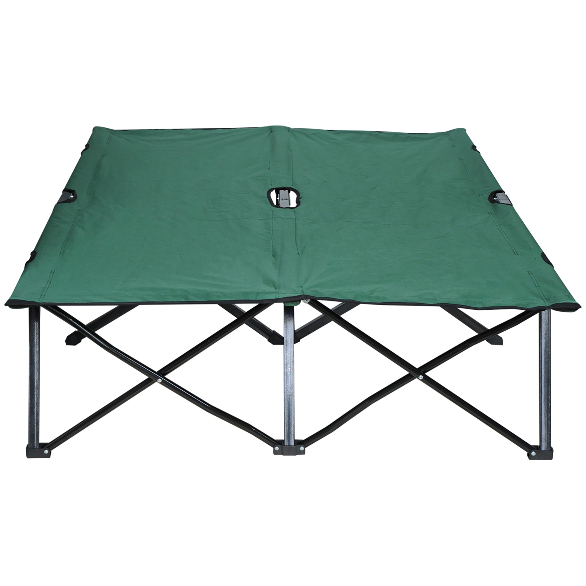 Campingbett Klappbar für 2 Personen Feldbett Klappbett mit Tragetasche bis 136 kg belastbar Stahl Oxford Grün+Schwarz 193 x 125 x 40 cm