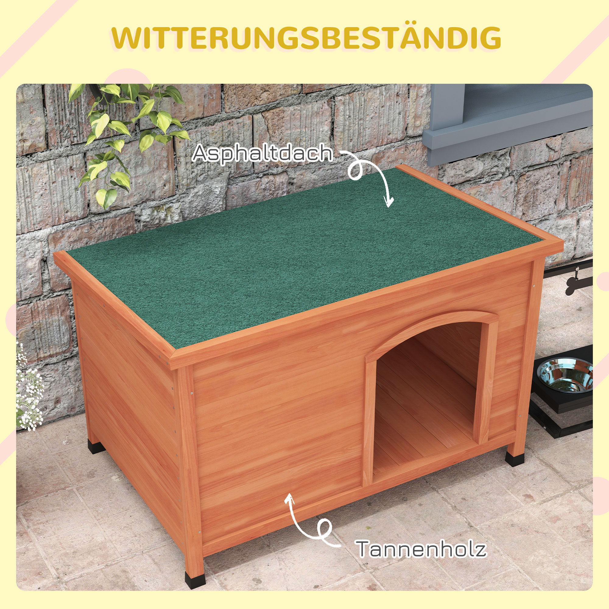 Hundehütte Hundehütte aus Holz Hundehütte XXL, 100 cm x 65,5 cm x 68 cm, Braun + Grün