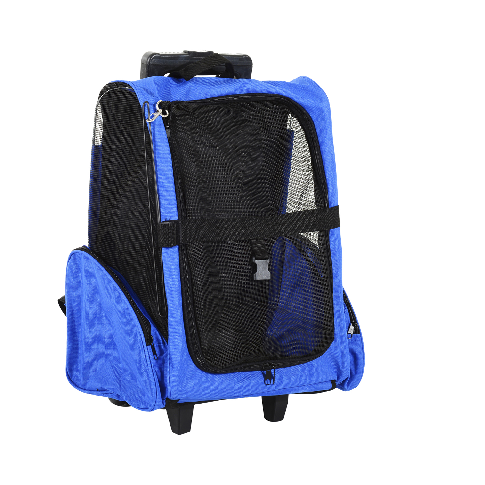Hundetransporttasche, Haustierrucksack, 2-in-1-Design, ausziehbarer Griff, Seitentaschen, Blau, 42 x 25 x 55cm Hundetransporttasche, Haustierrucksack, 2-in-1-Design, ausziehbarer Griff, Seitentaschen, Blau, 42 x 25 x 55cm