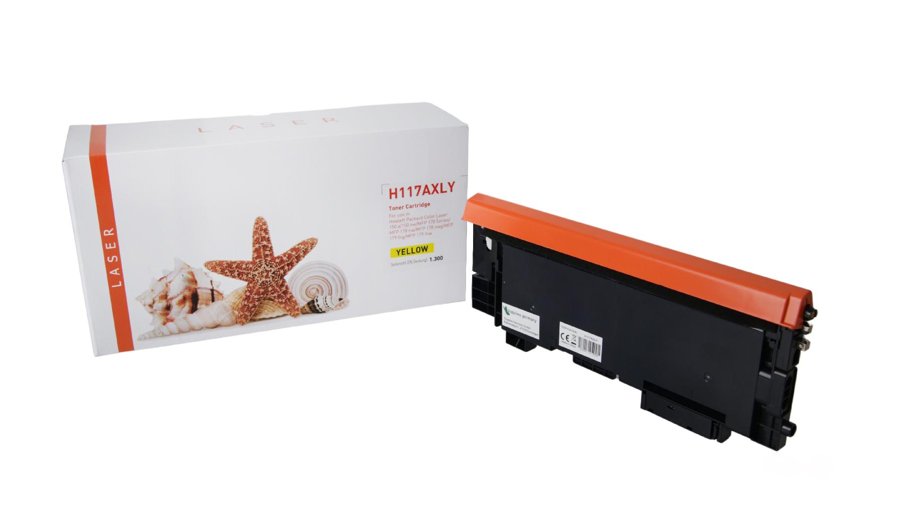 117AXLY mit Chip alternativ Toner yellow für HP / W2072A / 1.300 Seiten 117AXLY mit Chip alternativ Toner yellow für HP / W2072A / 1.300 Seiten