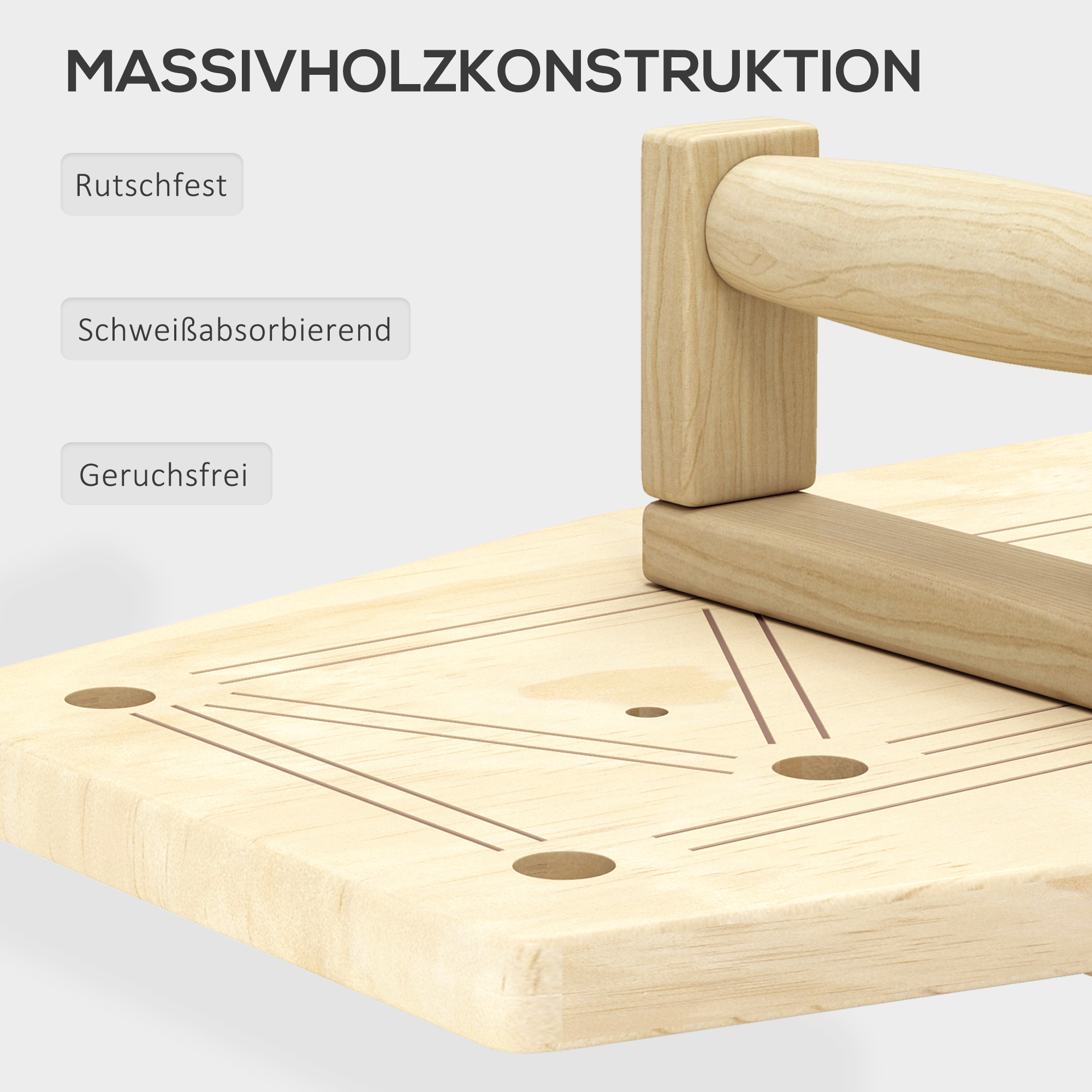 Push Up Bars Set, Liegestützgriffe mit Trainingsboard & Widerstandsbändern, Holz