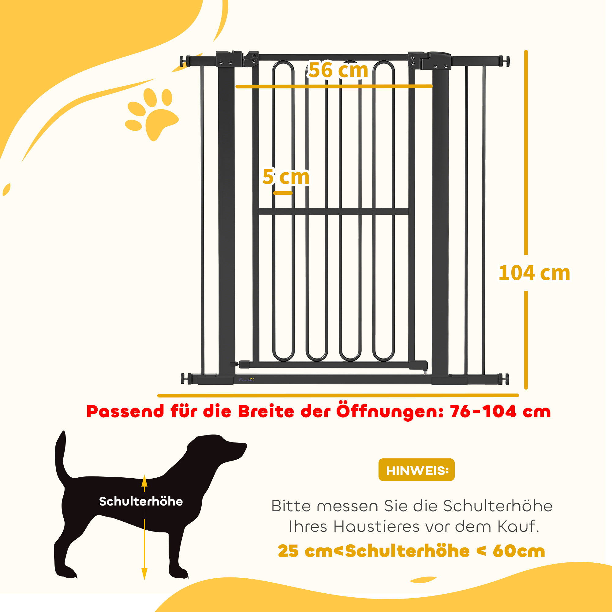 Türschutzgitter Hund, 76-104 cm Absperrgitter ohne Bohren, Treppengitter
