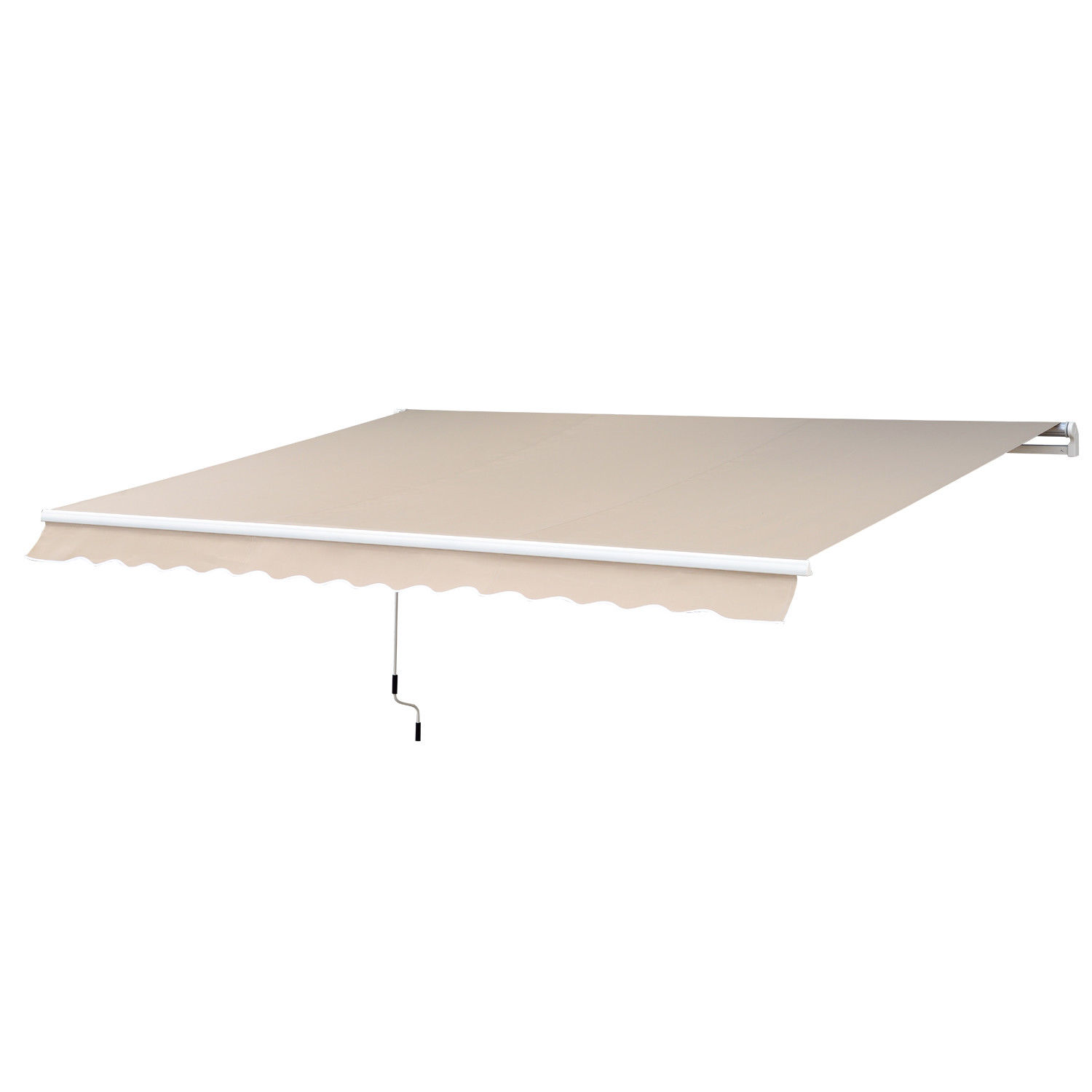 Gelenkarmmarkise Verstellbare Klemmmarkise Terrassenmarkise 4,5 x 3m Sonnenschutz mit Kurbel, Balkonmarkise, Beige