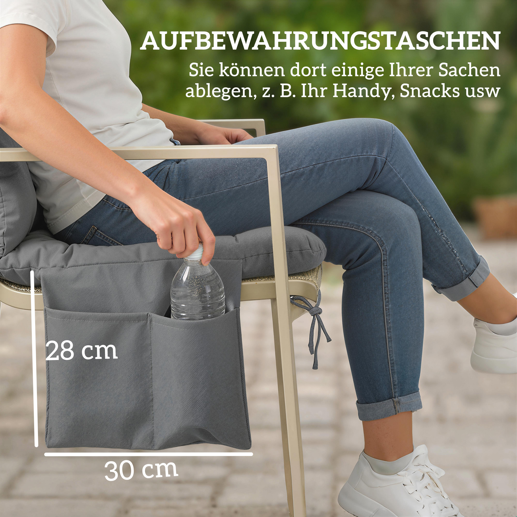 Bankkissen wasserabweisend rutschfest Outdoor-Schaukelpolster mit Rückenlehne & Befestigungen 150 x 100 cm dunkelgrau