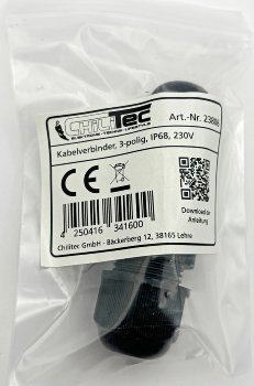 Kabelverbinder 3-polig, IP68, 450V/24A / Schraubanschluss, für Kabel Ø 6-11mm
