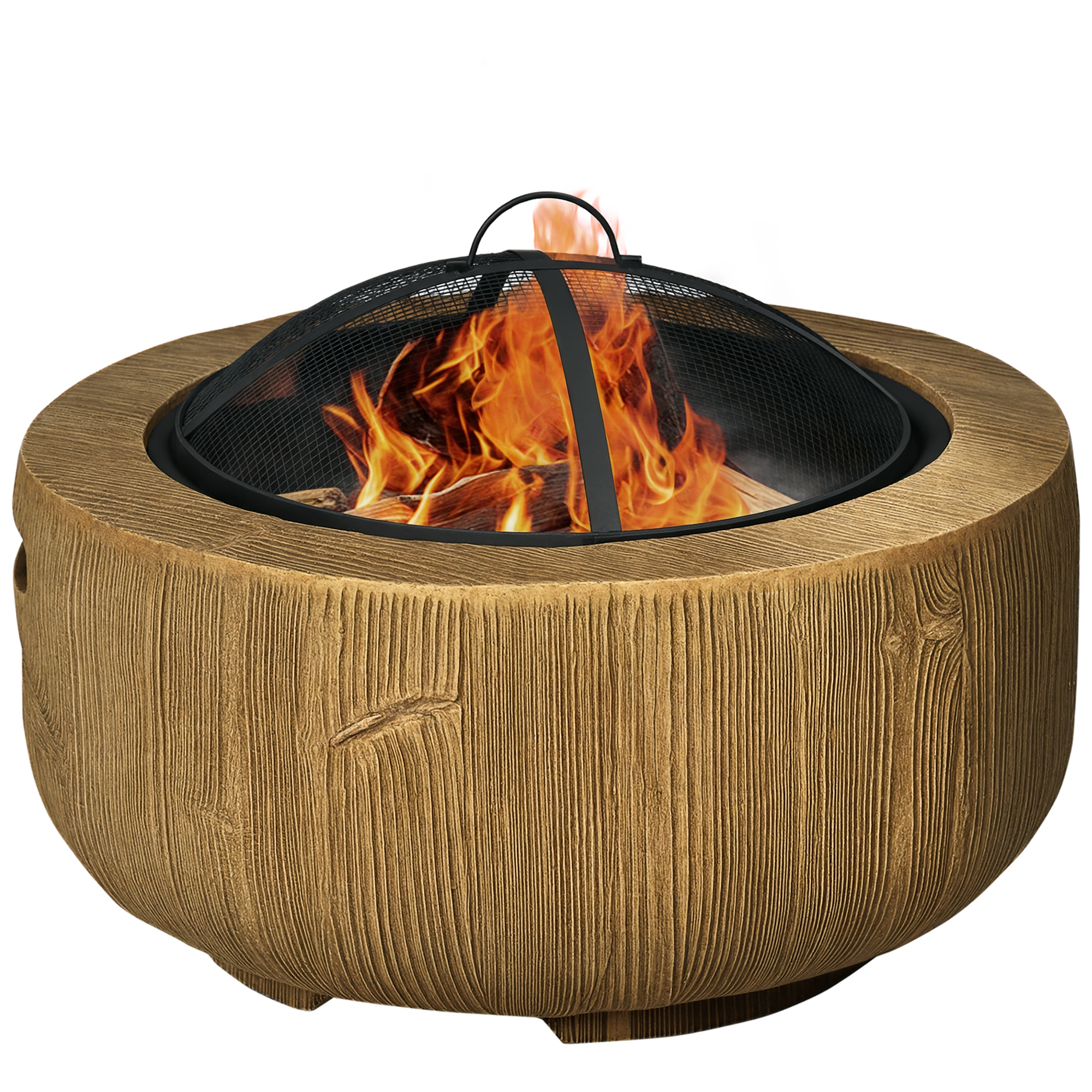 Feuerschale im Baumstumpf-Design, Funkengitter, Kohlerost, Schürhaken, Ø61,5 x 39 cm Feuerschale im Baumstumpf-Design, Funkengitter, Kohlerost, Schürhaken, Ø61,5 x 39 cm