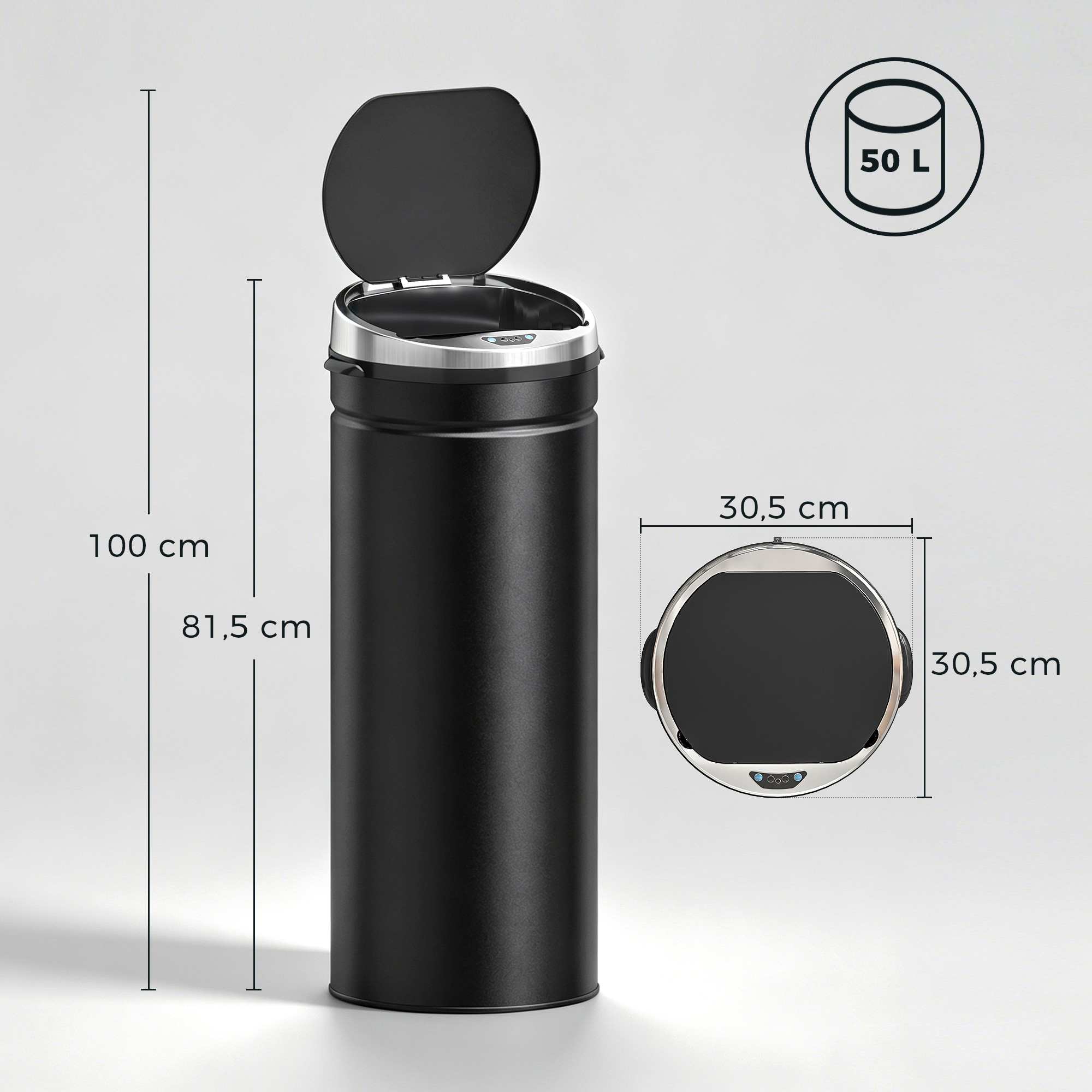 50l Sensor Mülleimer, automatischer Abfalleimer, rostfreier Kücheneimer mit Infrarotsensor, für Küche, Esszimmer