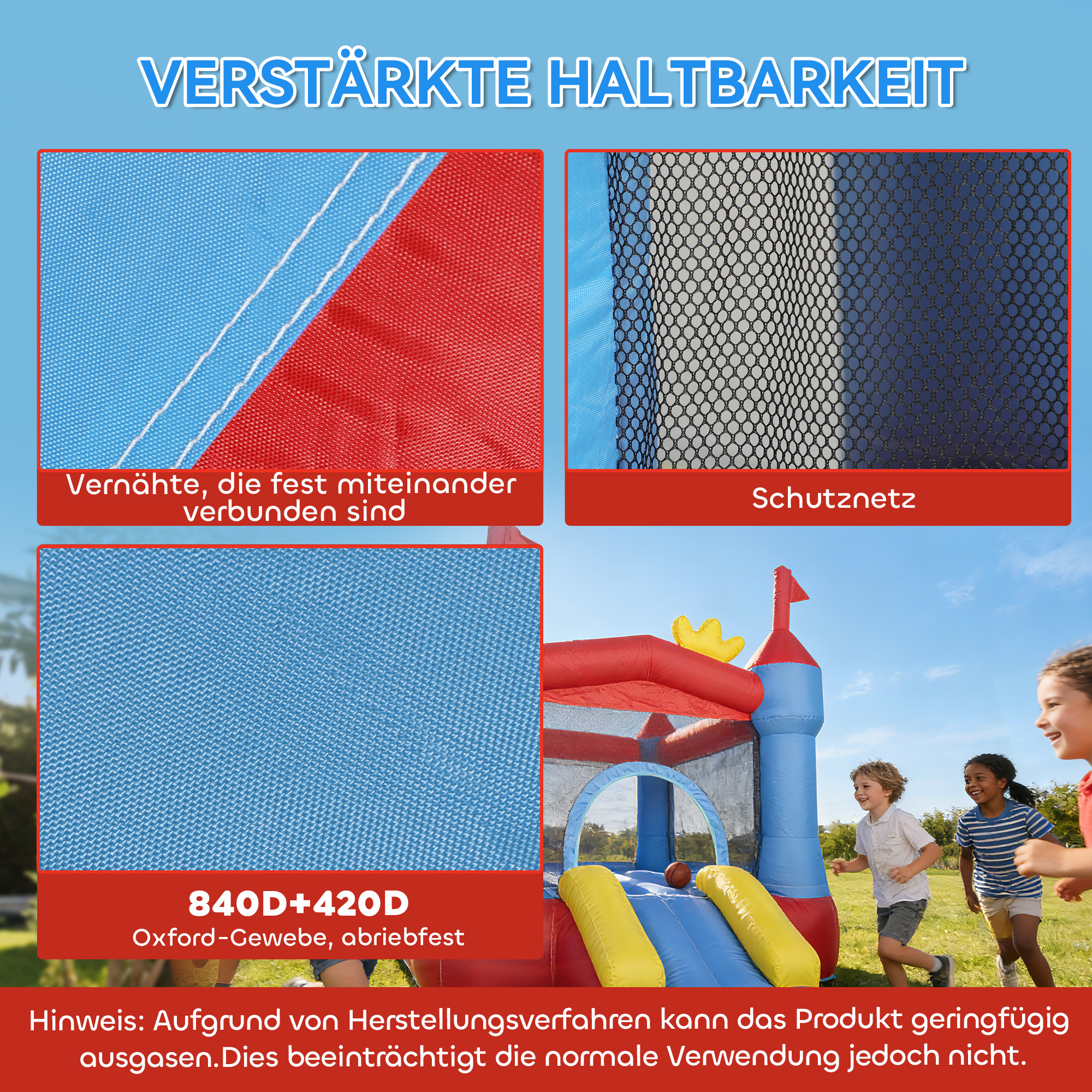 aufblasbare Hüpfburg mit Gebläse Rutsche Trampolin Planschbecken/Bällebad Wasserpistole 342x255x209 cm Blau